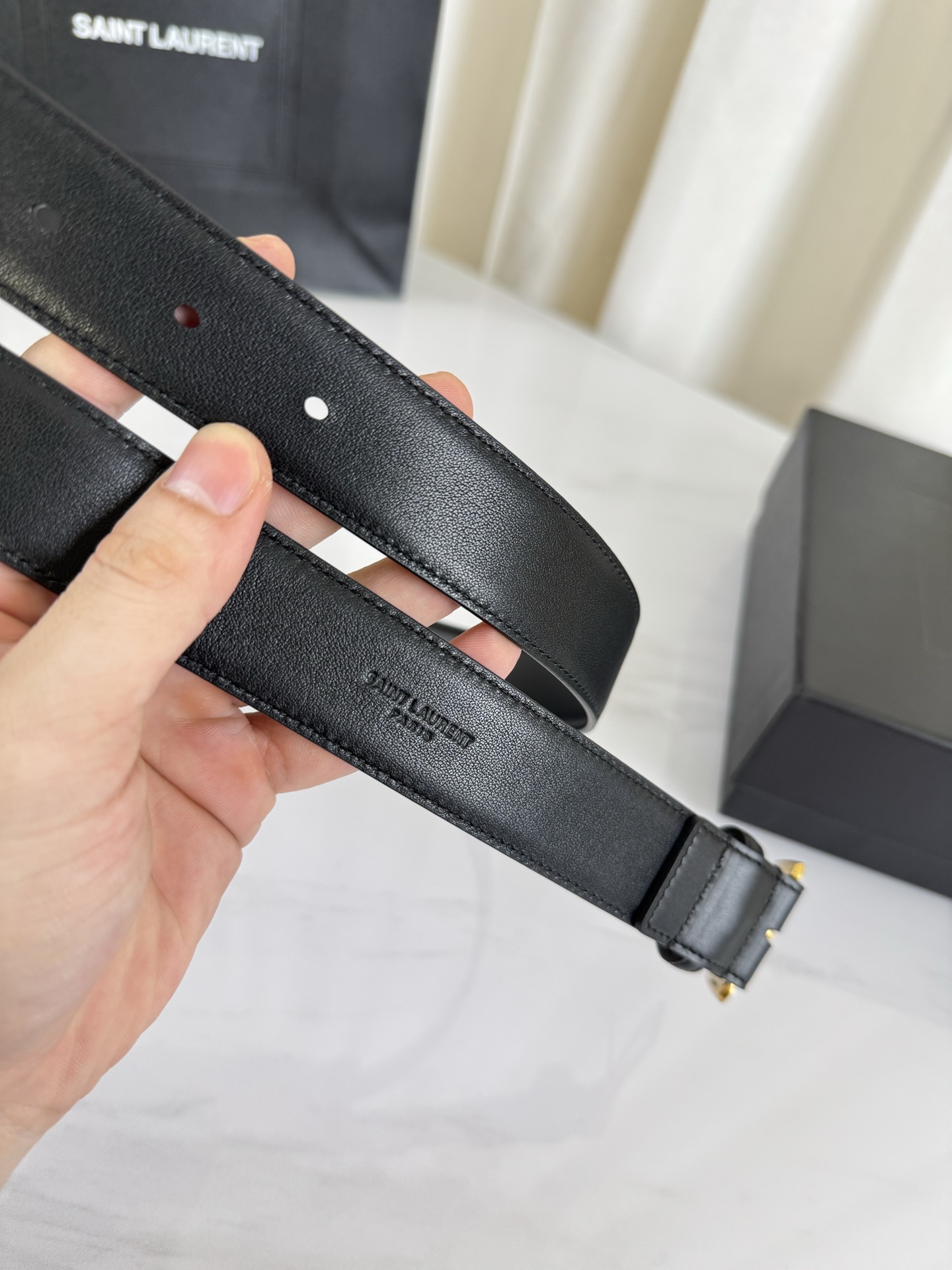 2025 开春秀款Saint Laurent 圣罗兰女士腰带皮带 原厂真金电渡扣头，意大利原厂皮，宽3.