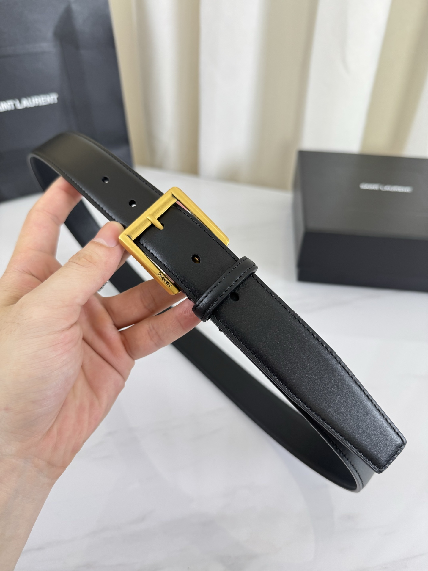 2025 开春秀款Saint Laurent 圣罗兰女士腰带皮带 原厂真金电渡扣头，意大利原厂皮，宽3.