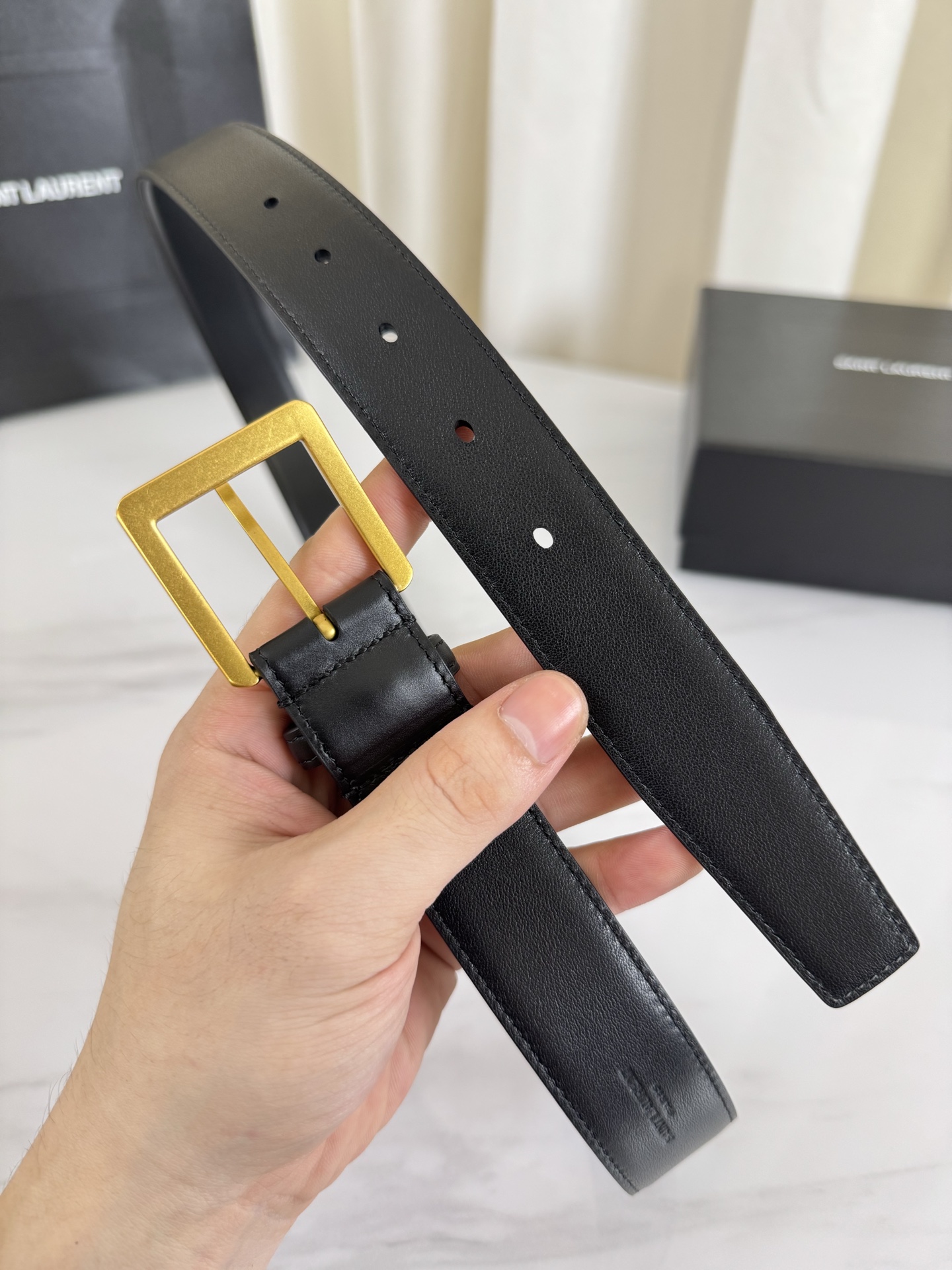 2025 开春秀款Saint Laurent 圣罗兰女士腰带皮带 原厂真金电渡扣头，意大利原厂皮，宽3.
