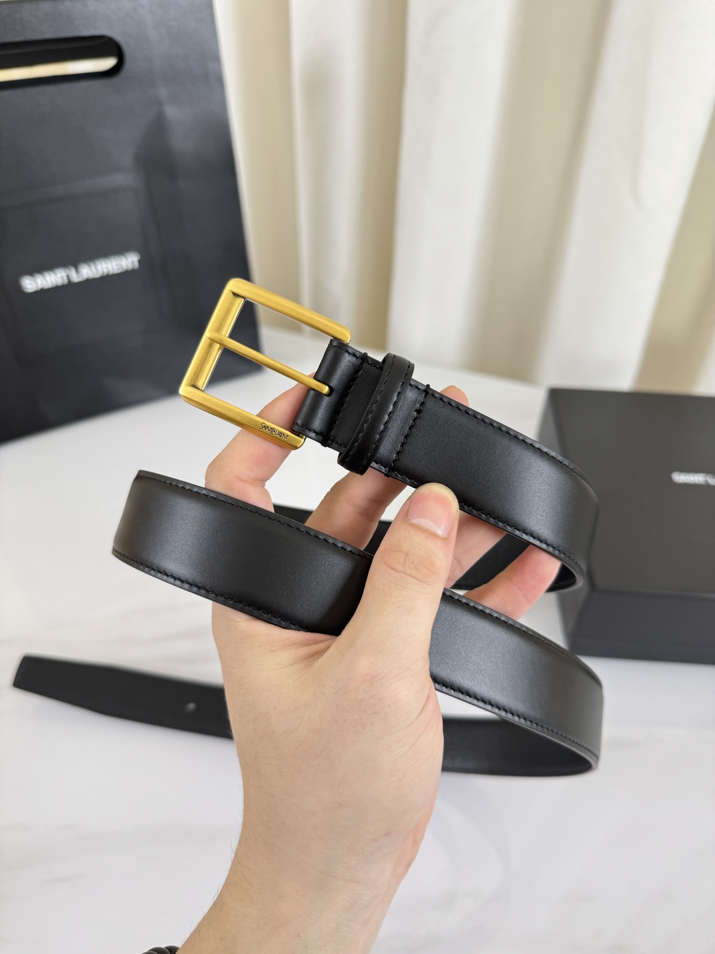 2025 开春秀款Saint Laurent 圣罗兰女士腰带皮带 原厂真金电渡扣头，意大利原厂皮，宽3.