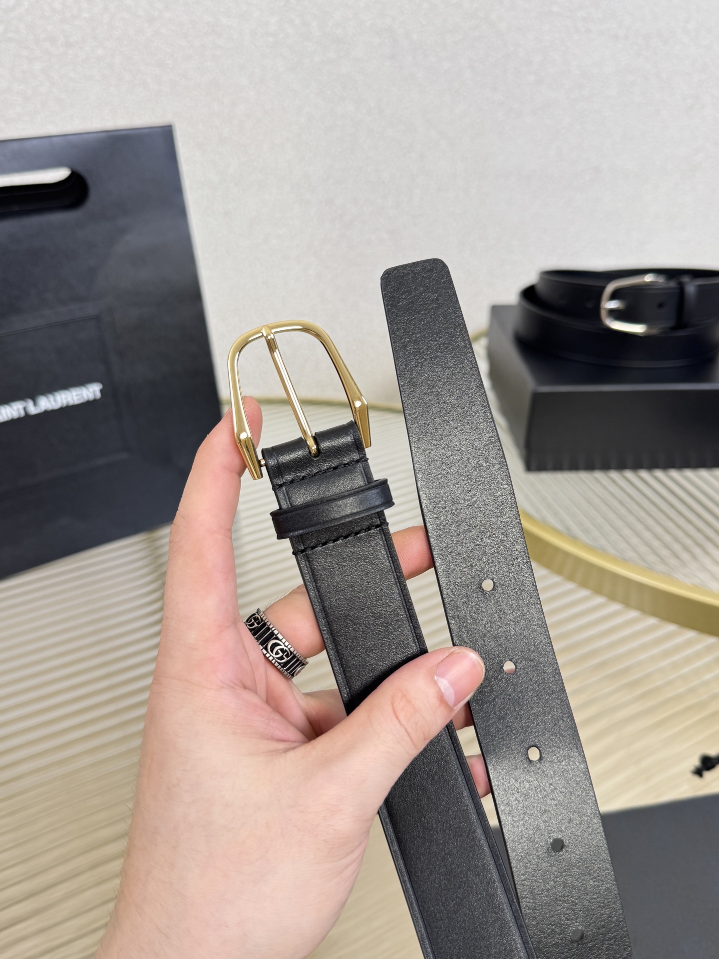 2025 开春秀款Saint Laurent 圣罗兰女士腰带皮带 原厂真金电渡扣头，意大利原厂皮，宽3.