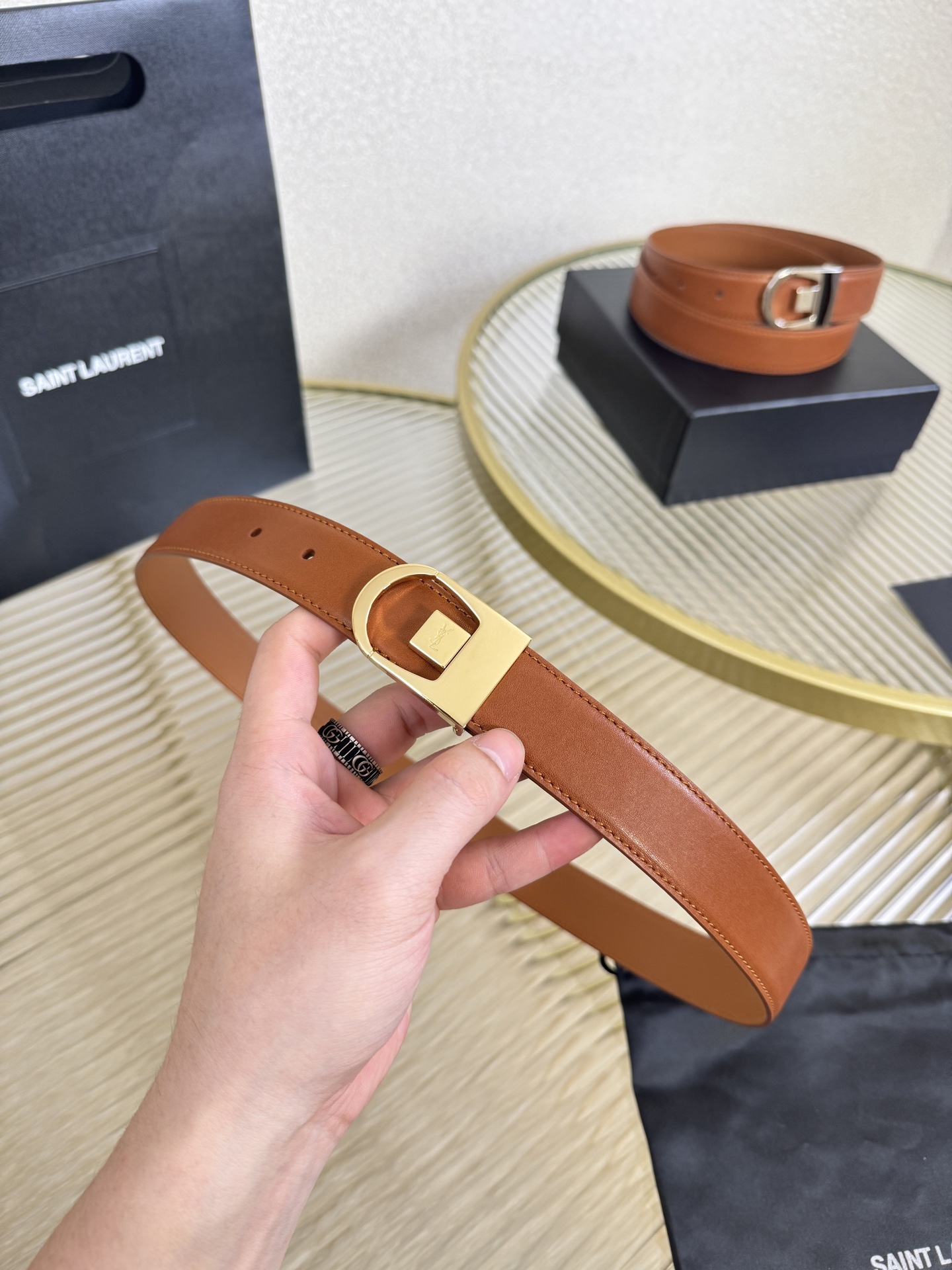 2025 开春秀款Saint Laurent 圣罗兰女士腰带皮带 原厂真金电渡扣头，意大利原厂皮，宽3.
