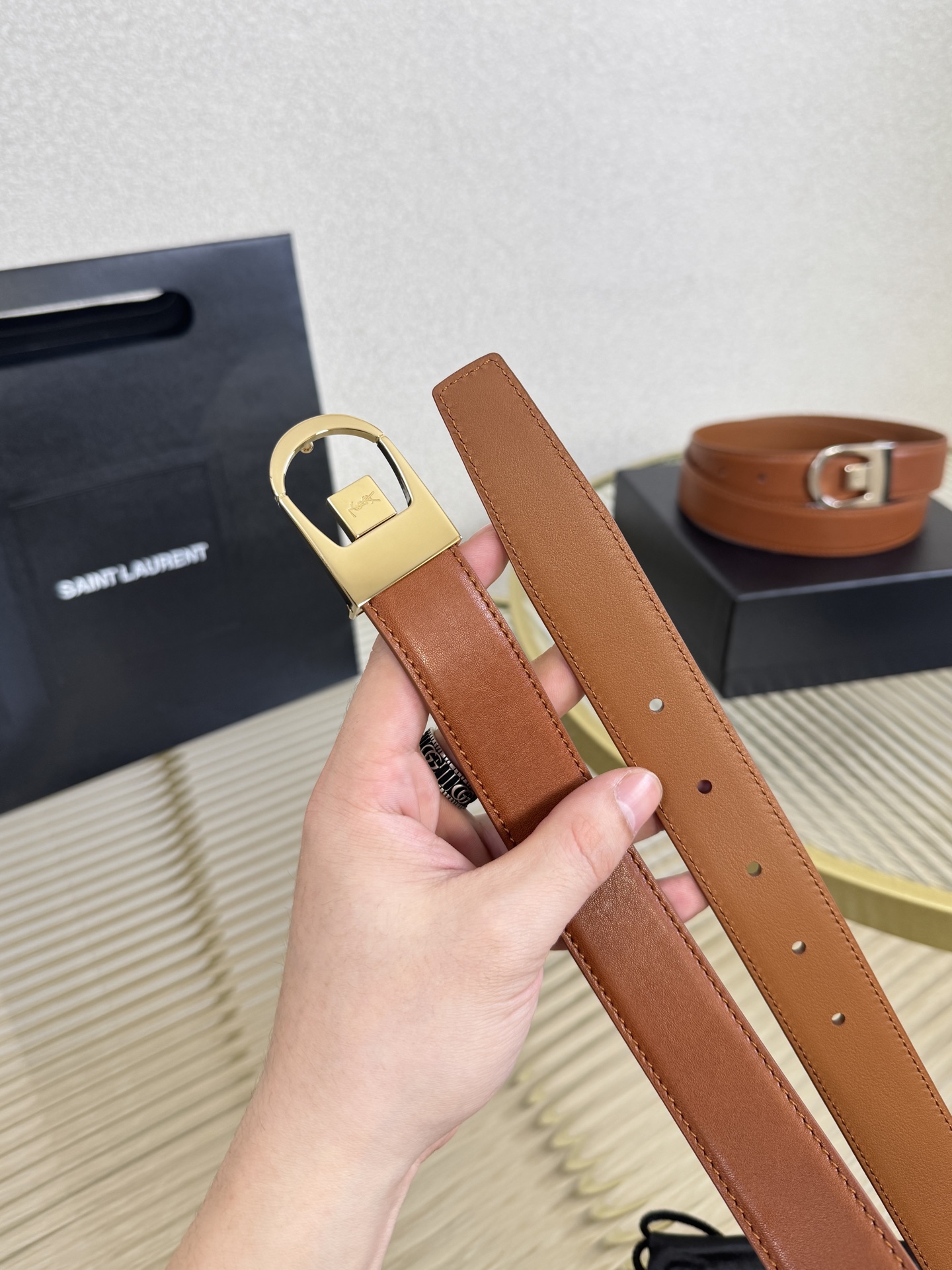 2025 开春秀款Saint Laurent 圣罗兰女士腰带皮带 原厂真金电渡扣头，意大利原厂皮，宽3.