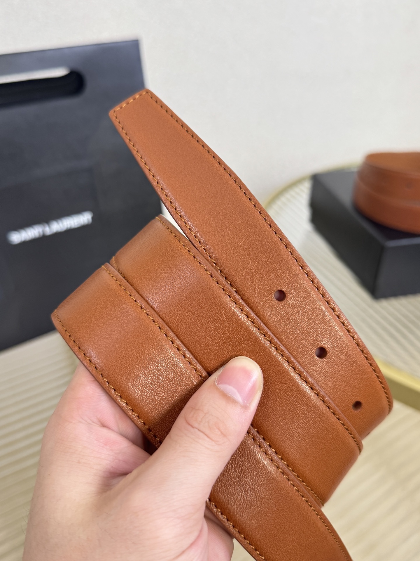 2025 开春秀款Saint Laurent 圣罗兰女士腰带皮带 原厂真金电渡扣头，意大利原厂皮，宽3.