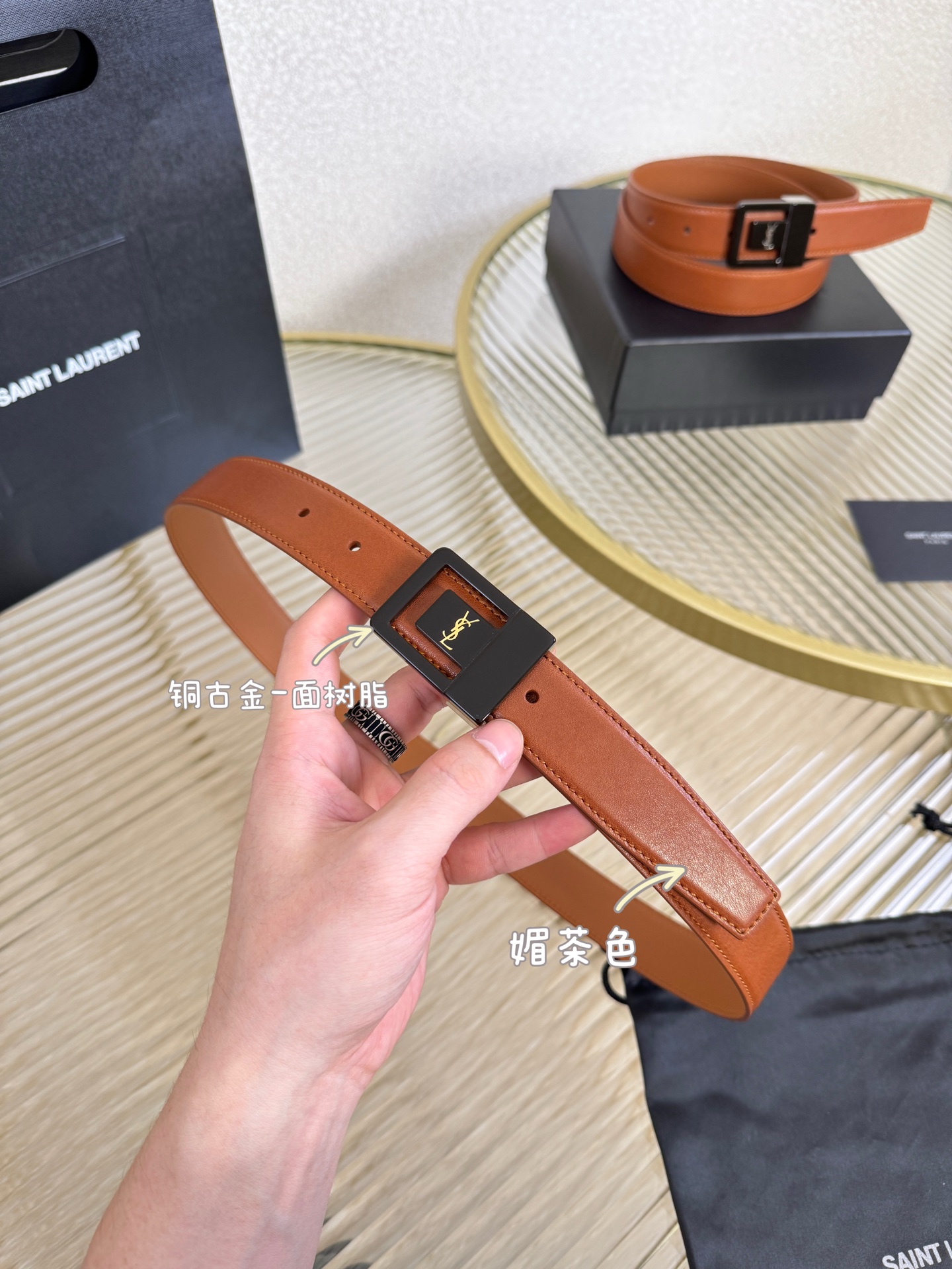 2025 开春秀款Saint Laurent 圣罗兰女士腰带皮带 原厂真金电渡扣头，意大利原厂皮，宽3.