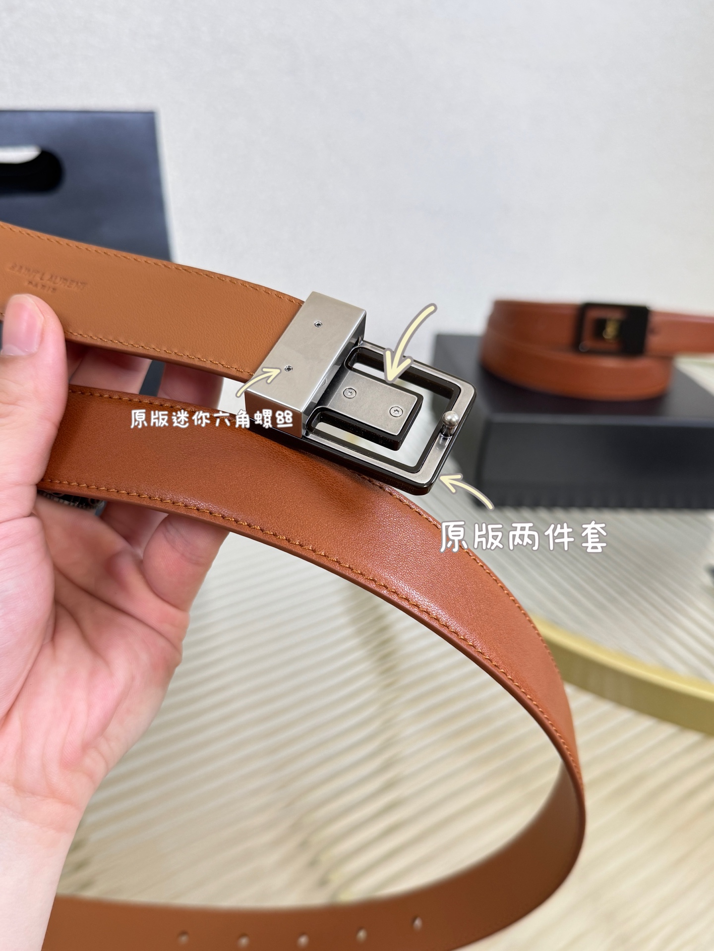 2025 开春秀款Saint Laurent 圣罗兰女士腰带皮带 原厂真金电渡扣头，意大利原厂皮，宽3.