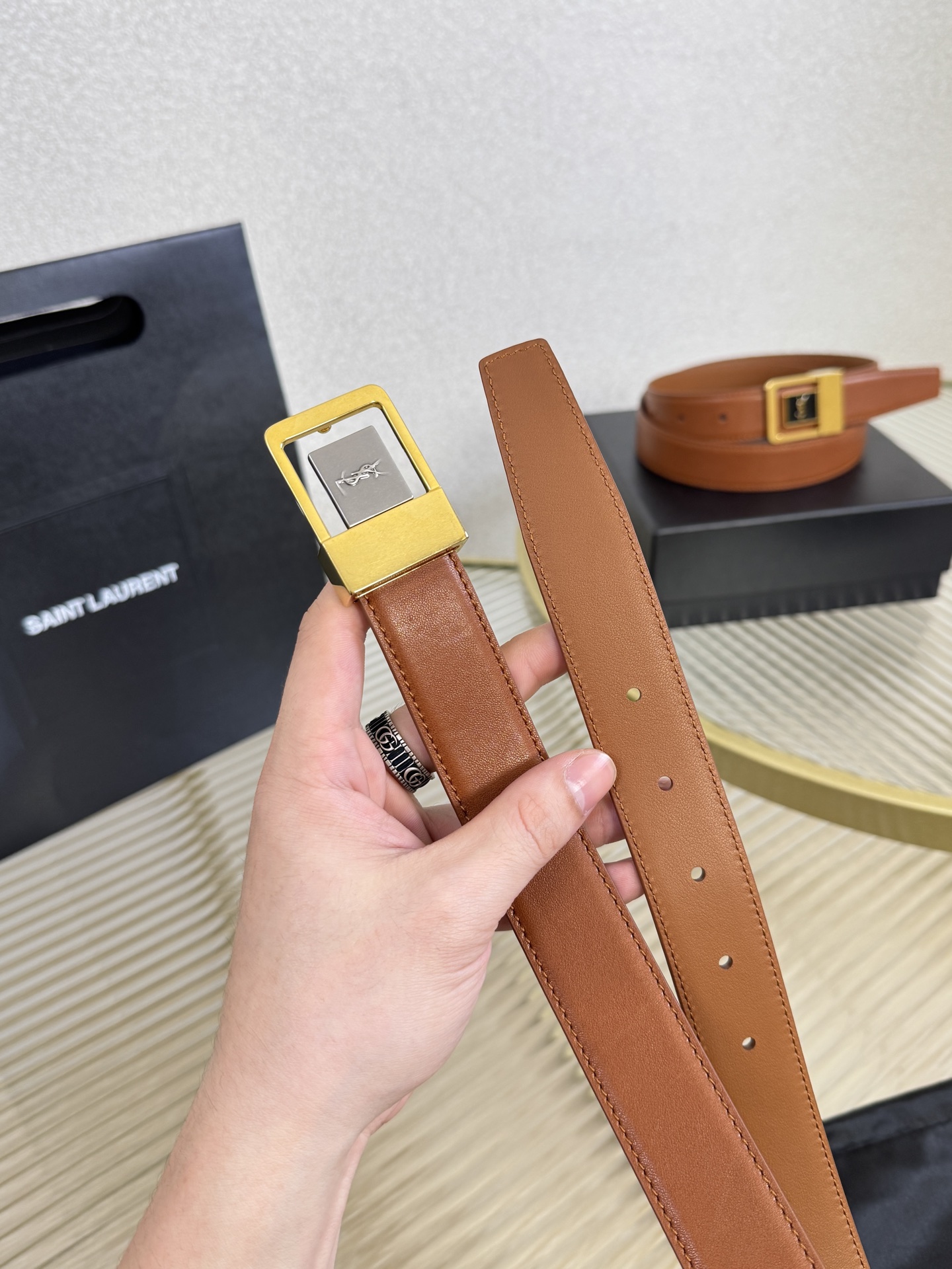 2025 开春秀款Saint Laurent 圣罗兰女士腰带皮带 原厂真金电渡扣头，意大利原厂皮，宽3.