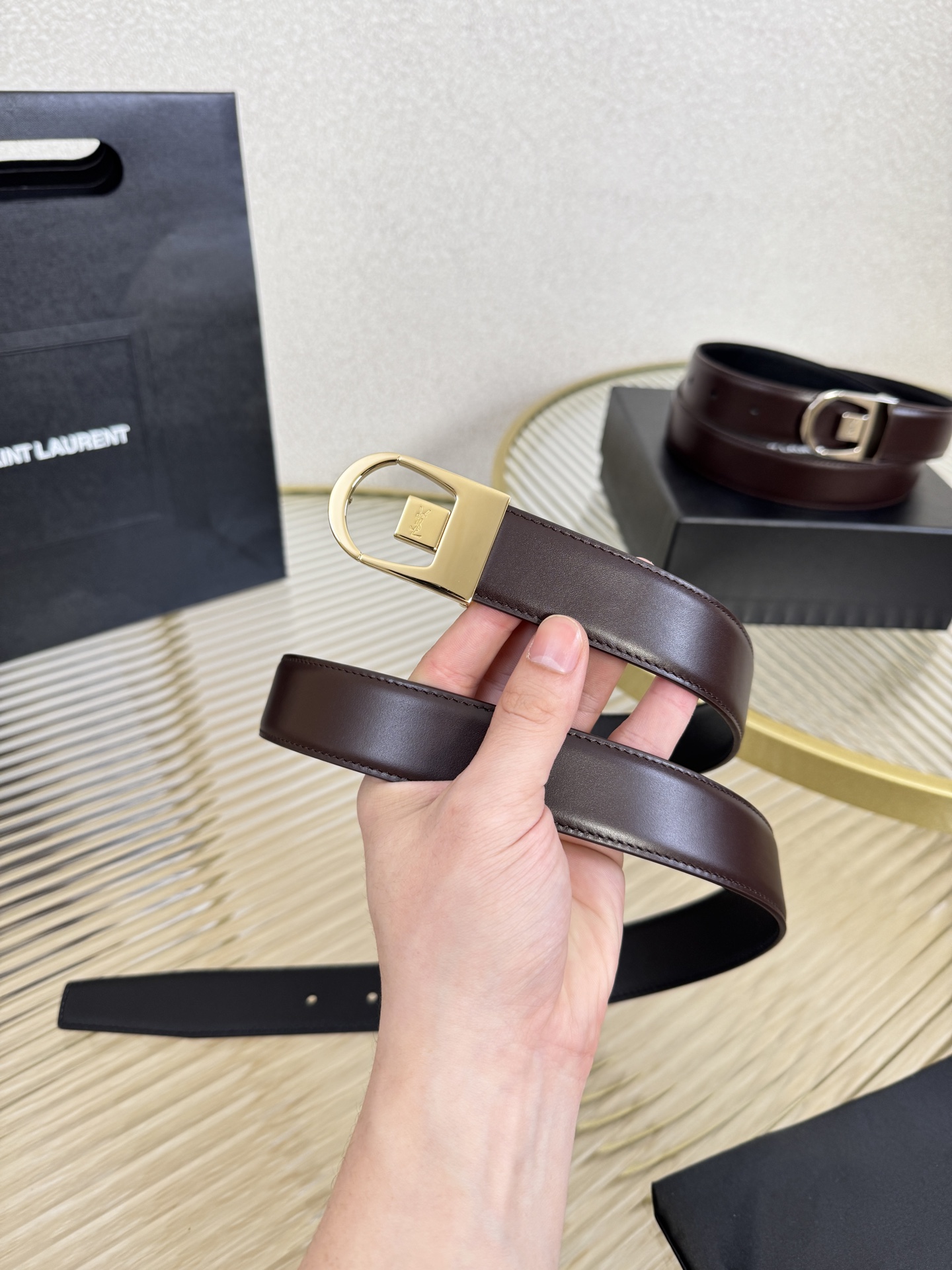 YSL Saint Laurent  Leather Belt