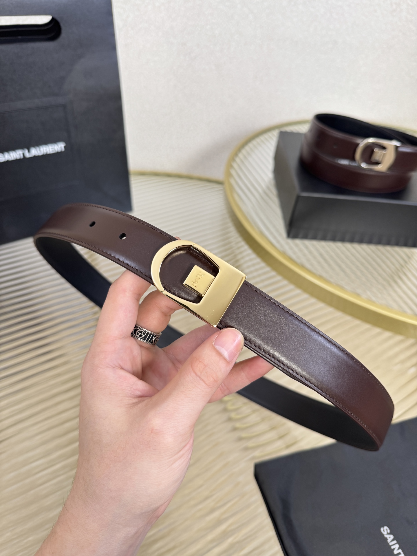 YSL Saint Laurent  Leather Belt