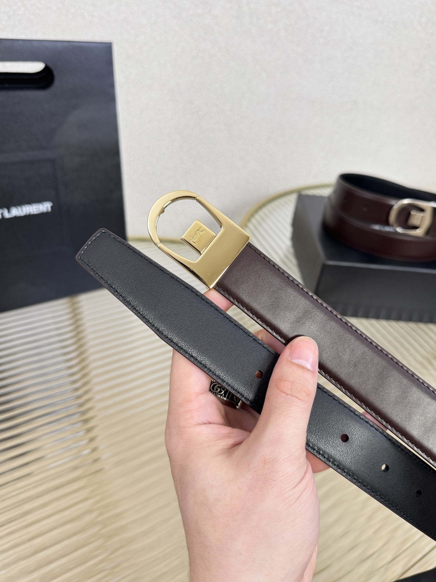 YSL Saint Laurent  Leather Belt