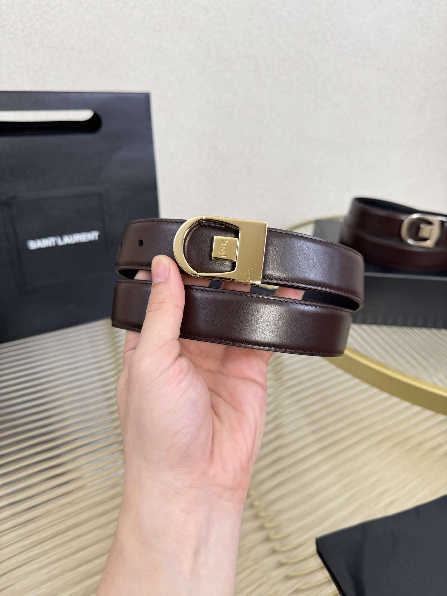 YSL Saint Laurent  Leather Belt