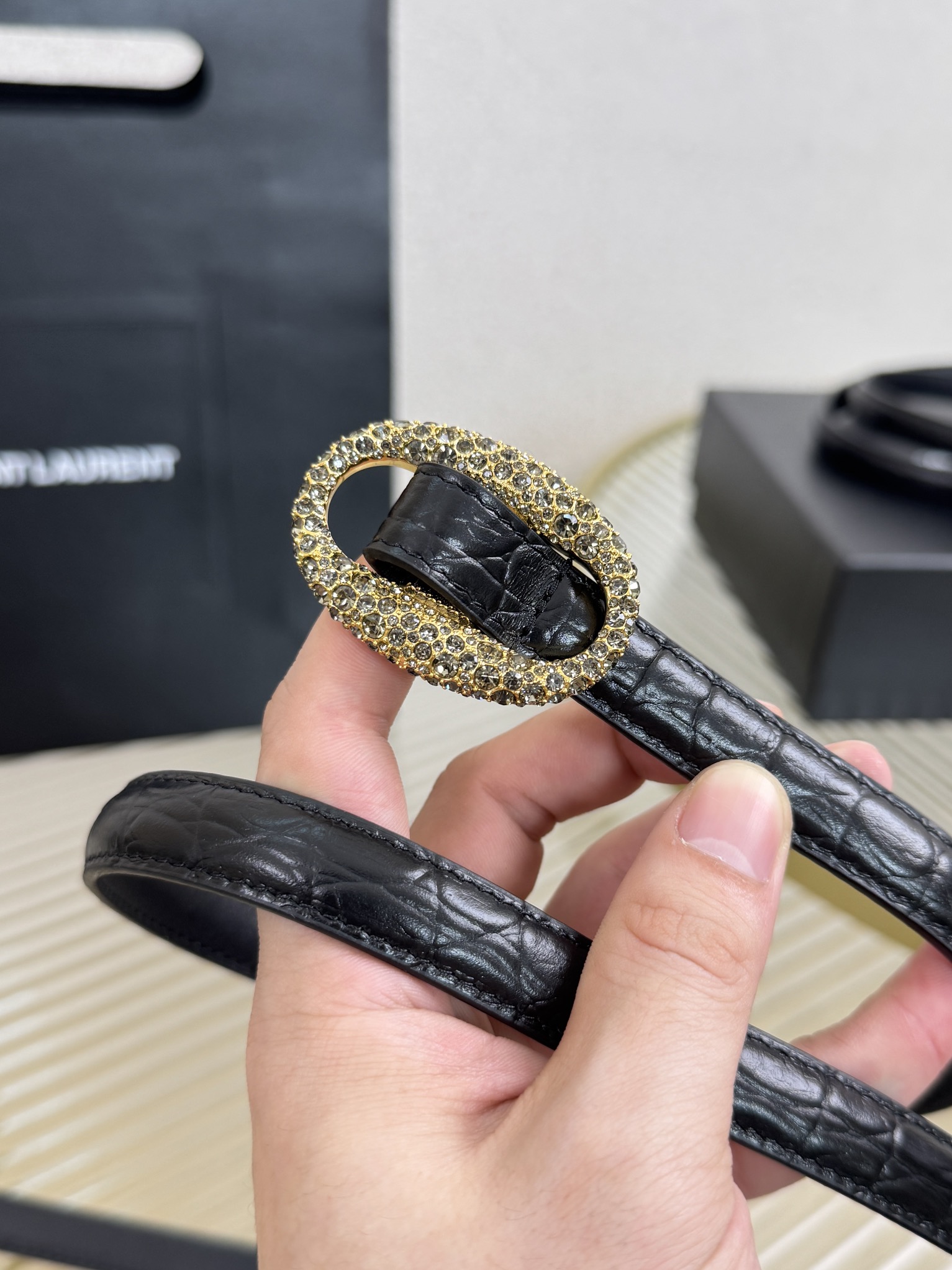 2026 开春秀款Saint Laurent 圣罗兰女士腰带皮带 原厂真金电渡扣头，意大利原厂皮，宽1.