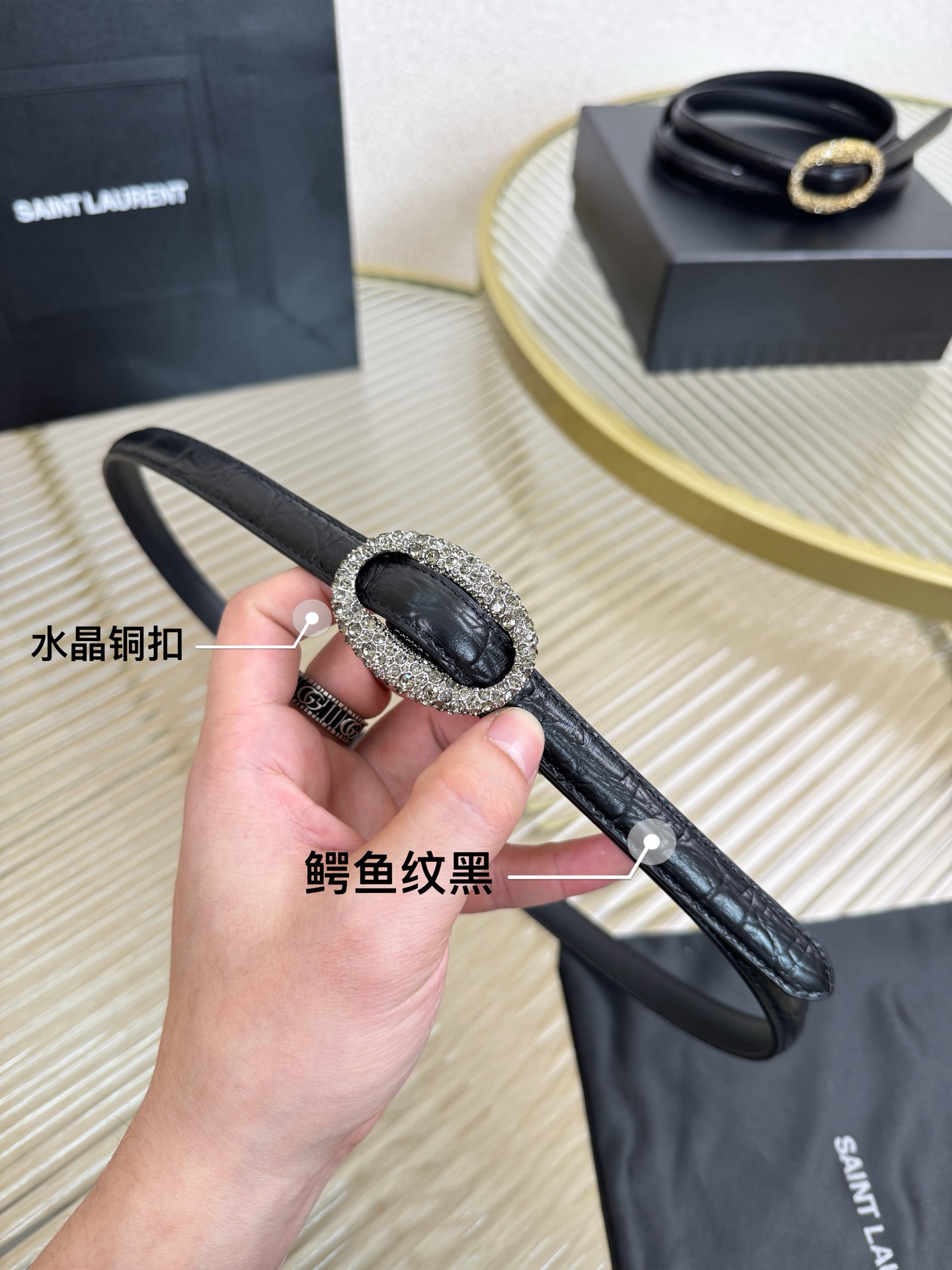 2026 开春秀款Saint Laurent 圣罗兰女士腰带皮带 原厂真金电渡扣头，意大利原厂皮，宽1.