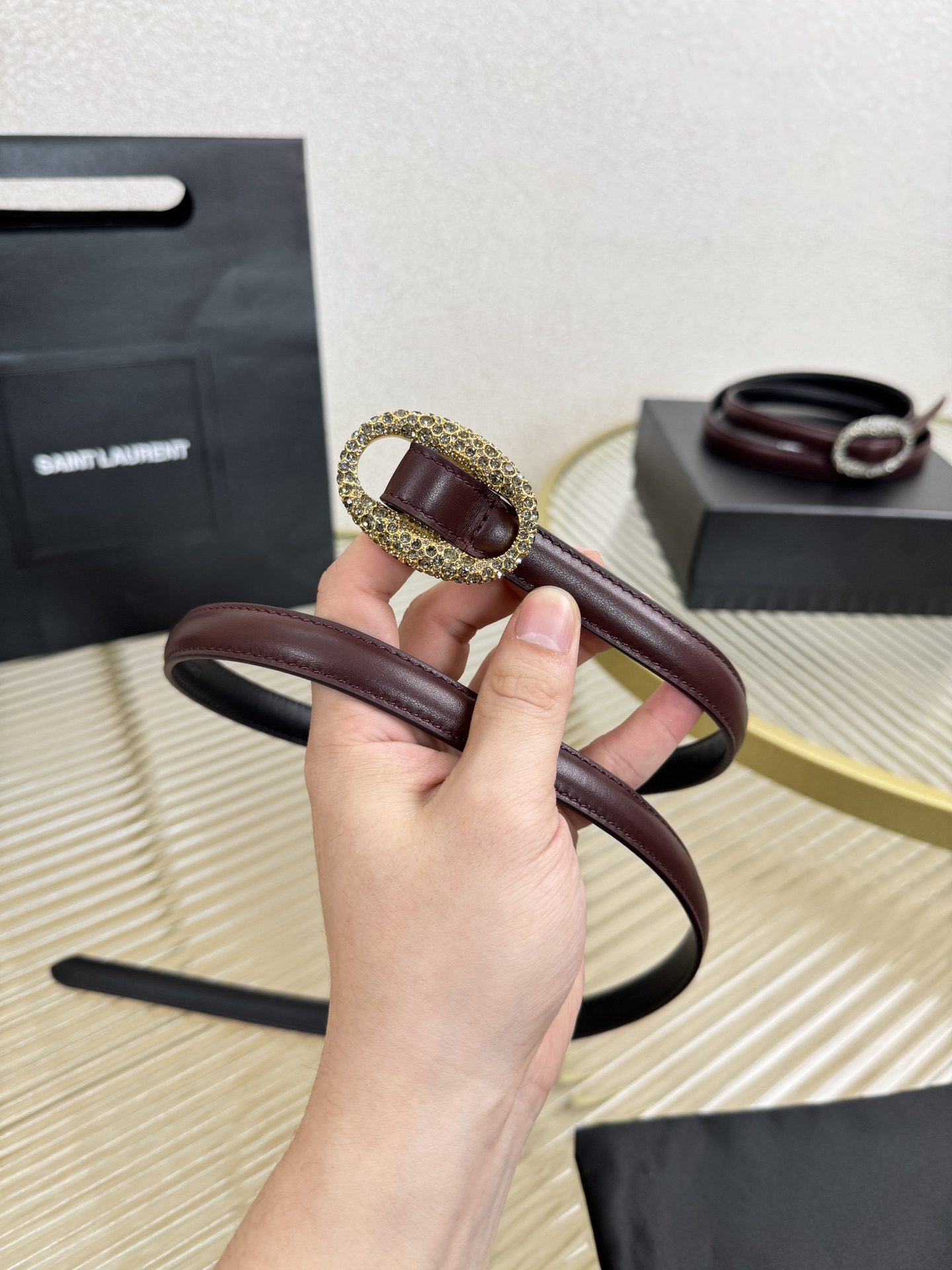 2026 开春秀款Saint Laurent 圣罗兰女士腰带皮带 原厂真金电渡扣头，意大利原厂皮，宽1.