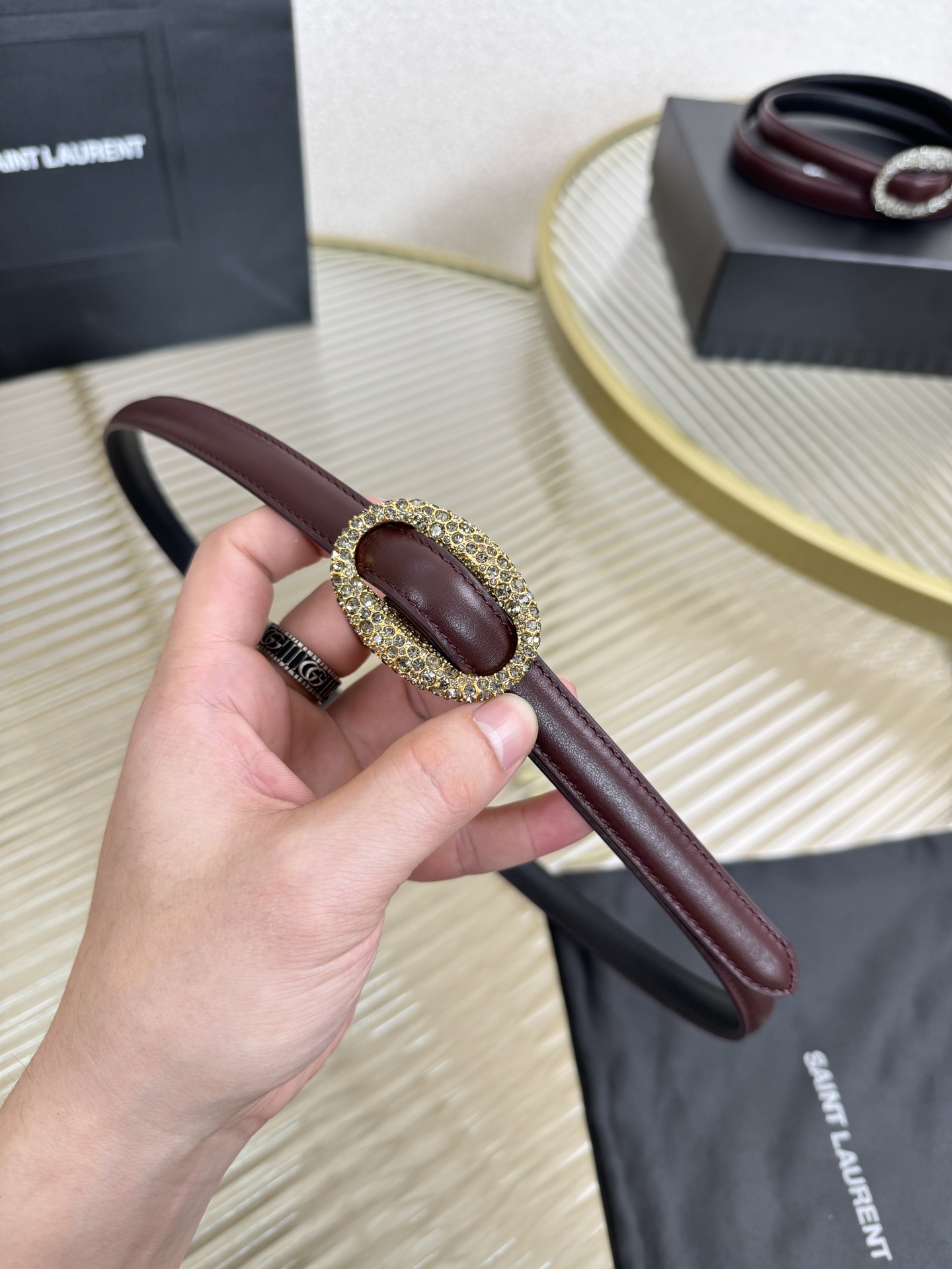 2026 开春秀款Saint Laurent 圣罗兰女士腰带皮带 原厂真金电渡扣头，意大利原厂皮，宽1.