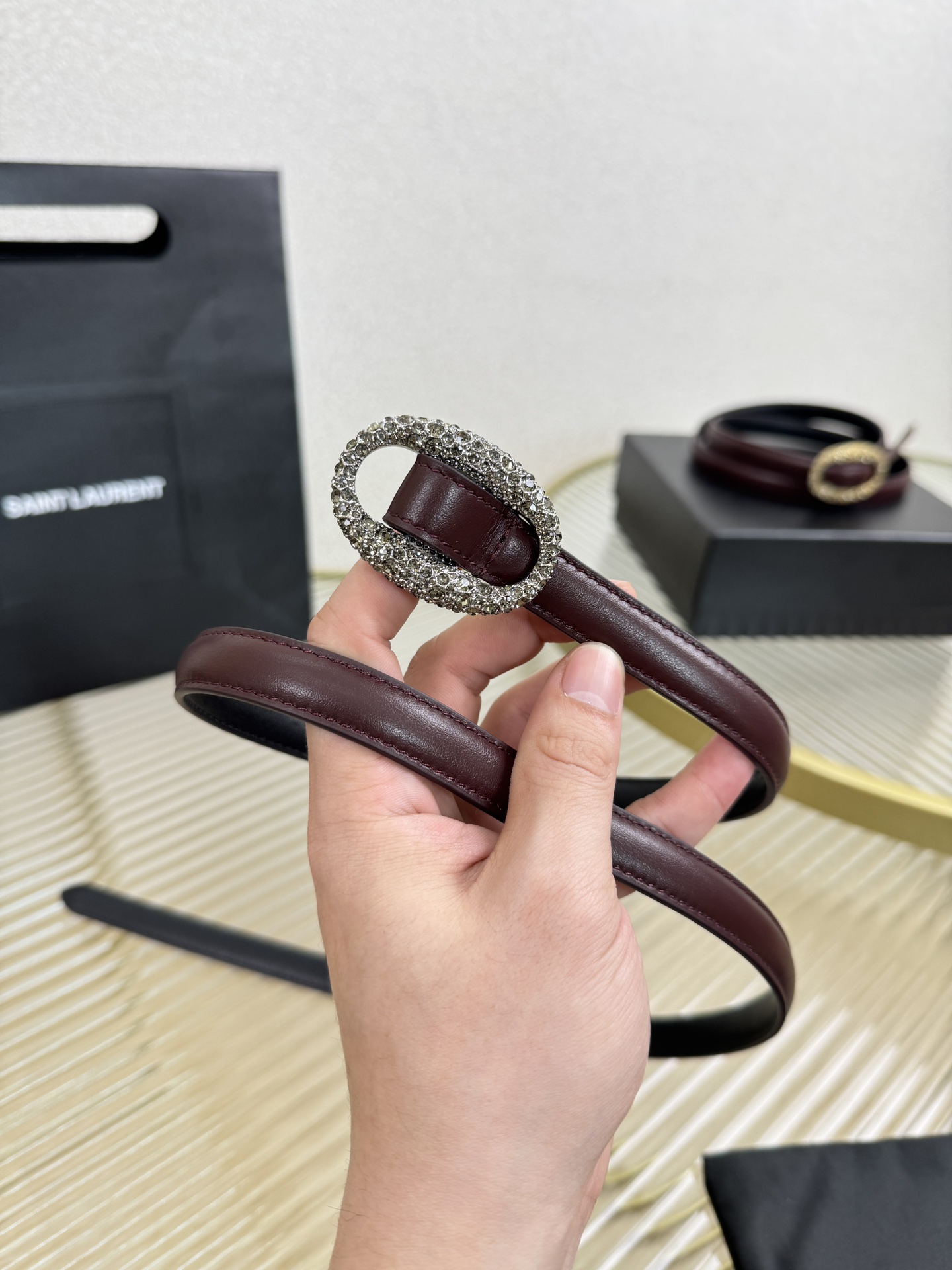 2026 开春秀款Saint Laurent 圣罗兰女士腰带皮带 原厂真金电渡扣头，意大利原厂皮，宽1.