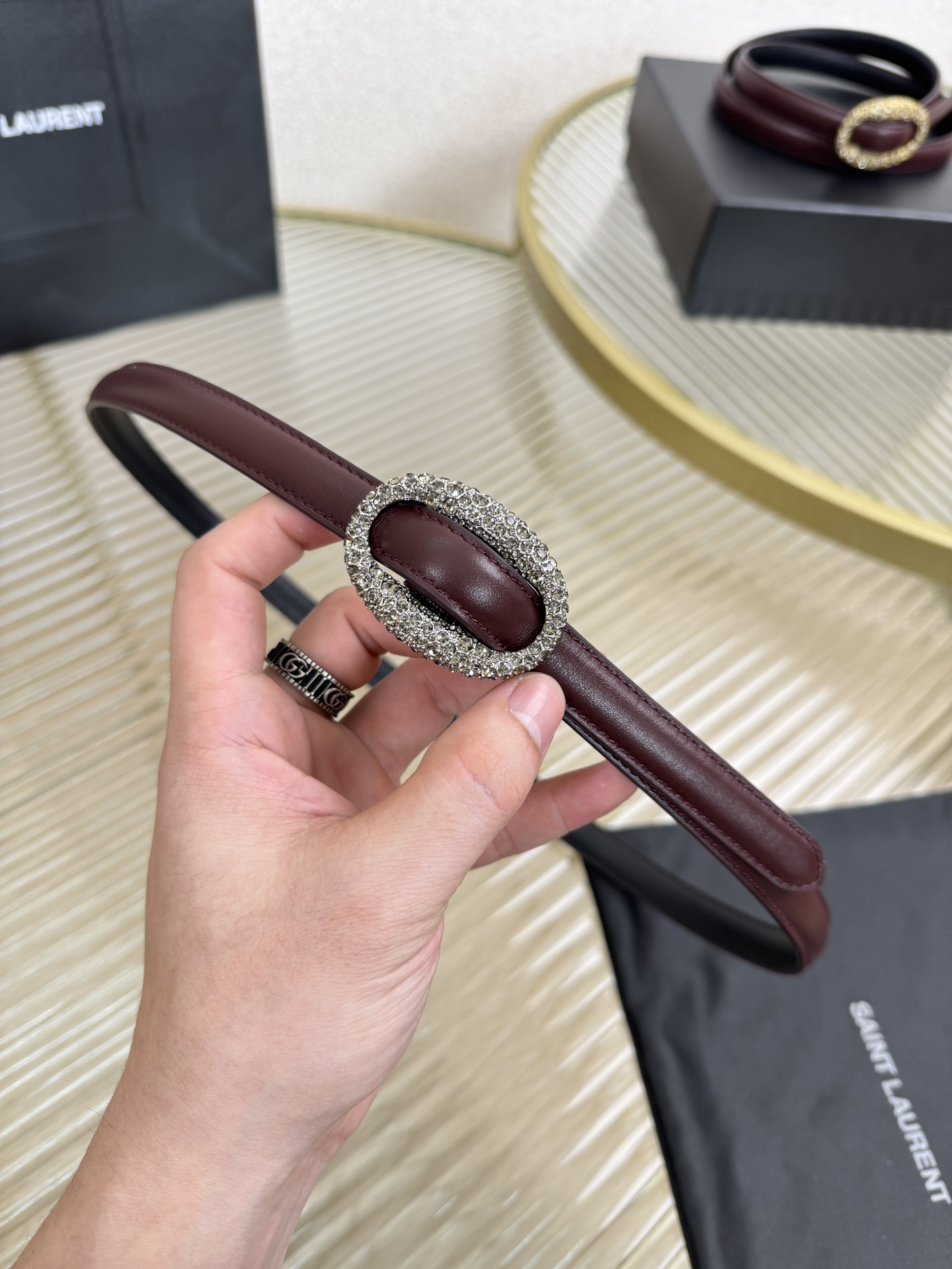 2026 开春秀款Saint Laurent 圣罗兰女士腰带皮带 原厂真金电渡扣头，意大利原厂皮，宽1.