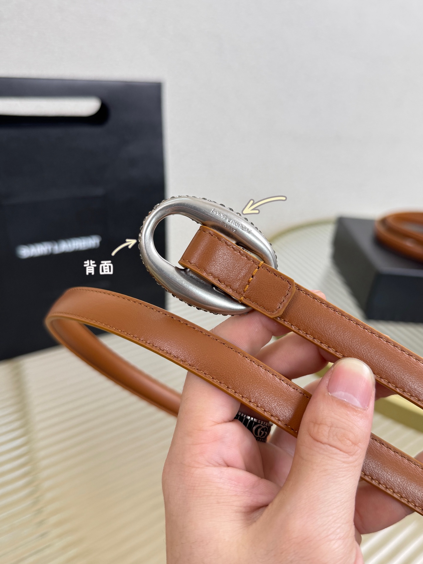 2026 开春秀款Saint Laurent 圣罗兰女士腰带皮带 原厂真金电渡扣头，意大利原厂皮，宽1.