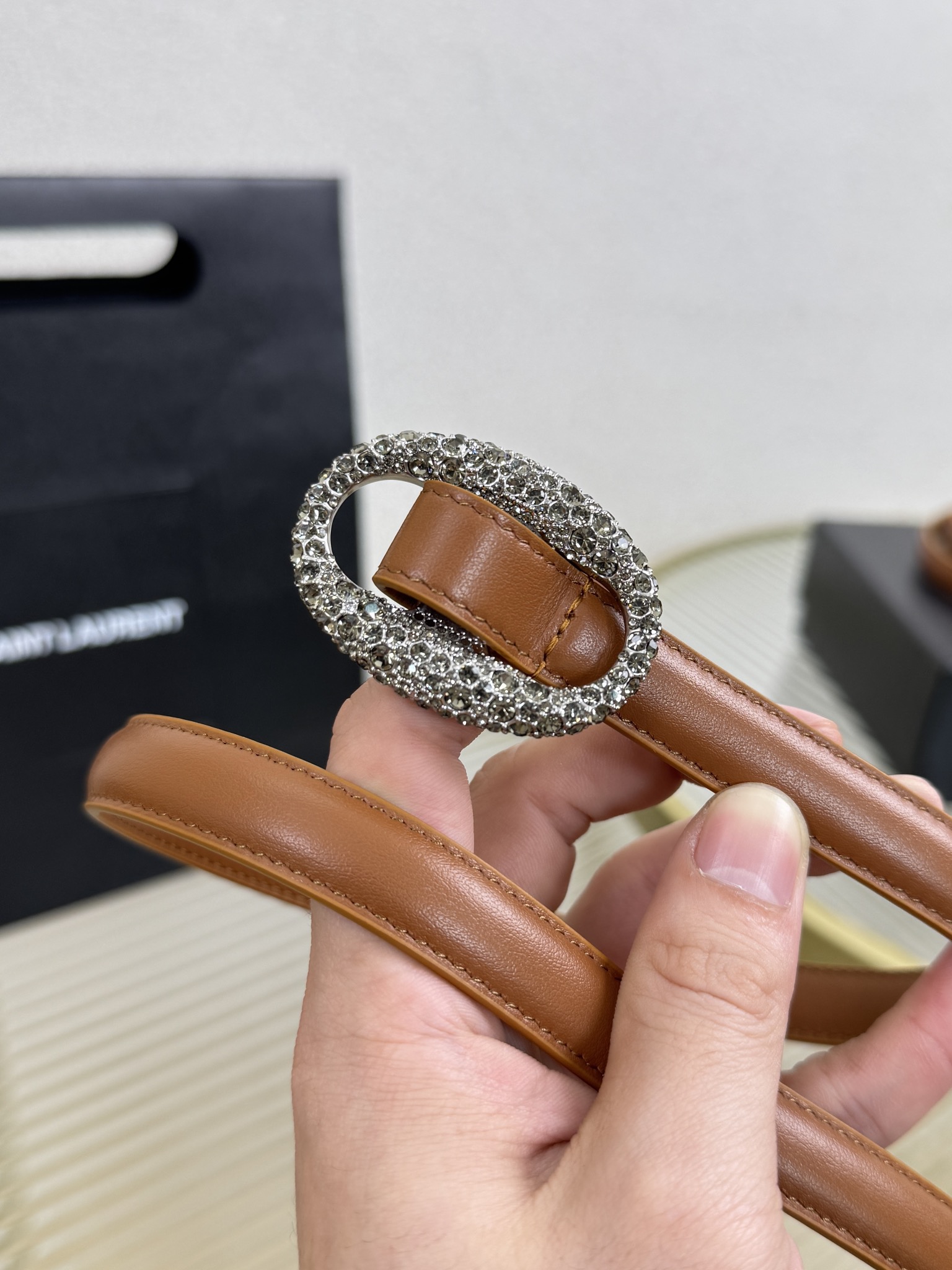 2026 开春秀款Saint Laurent 圣罗兰女士腰带皮带 原厂真金电渡扣头，意大利原厂皮，宽1.