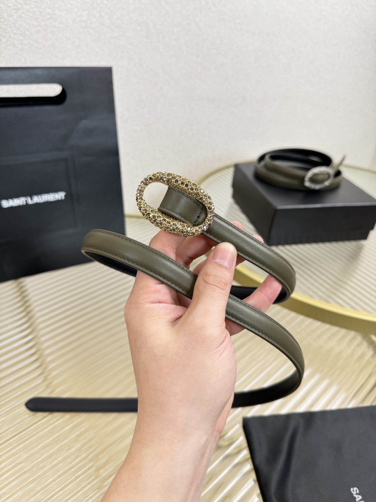 2026 开春秀款Saint Laurent 圣罗兰女士腰带皮带 原厂真金电渡扣头，意大利原厂皮，宽1.
