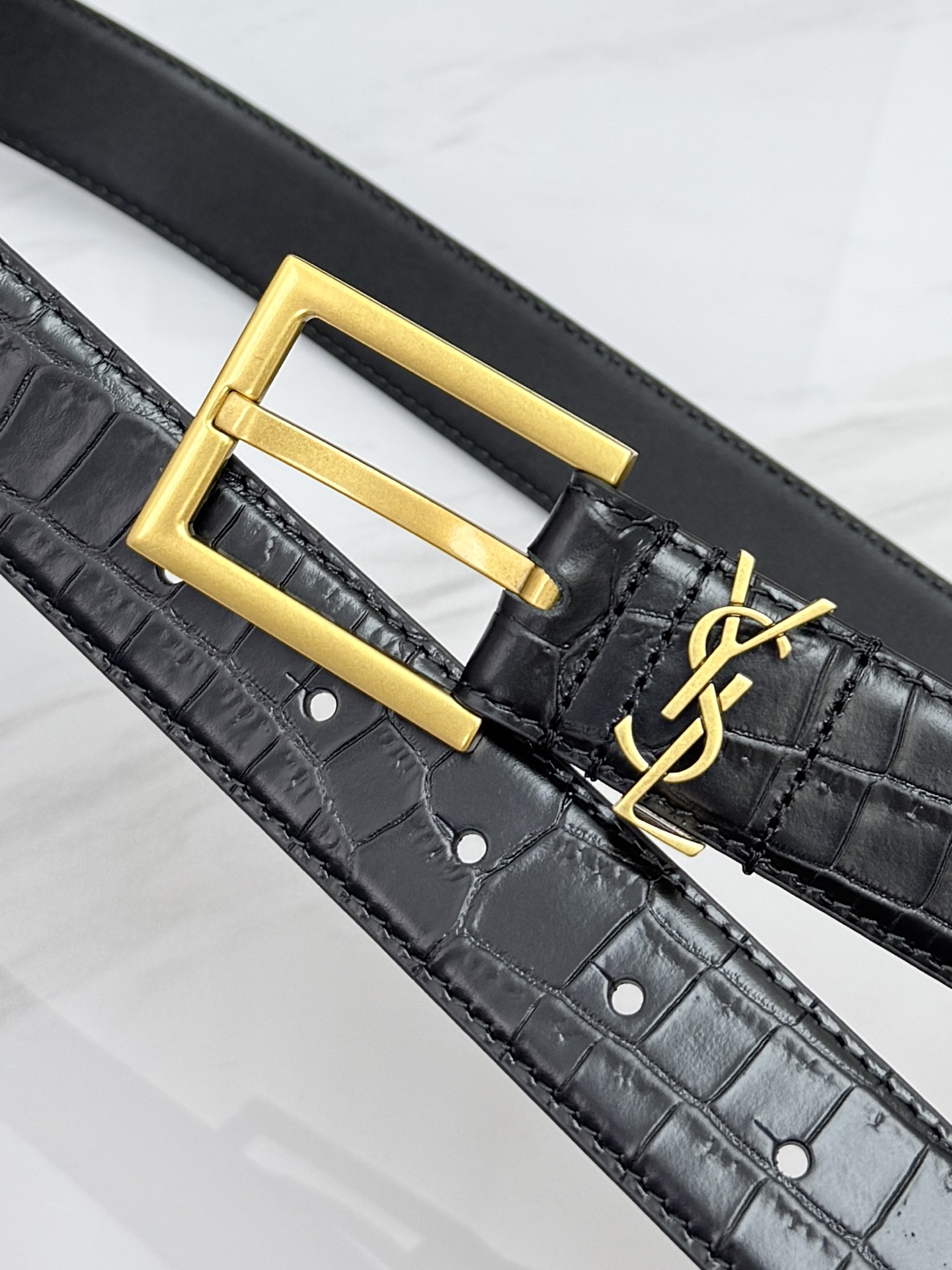 Saint Laurent 圣罗兰女士腰带皮带 原厂真金电渡扣头，意大利原厂皮，宽3.0cm，代购级。