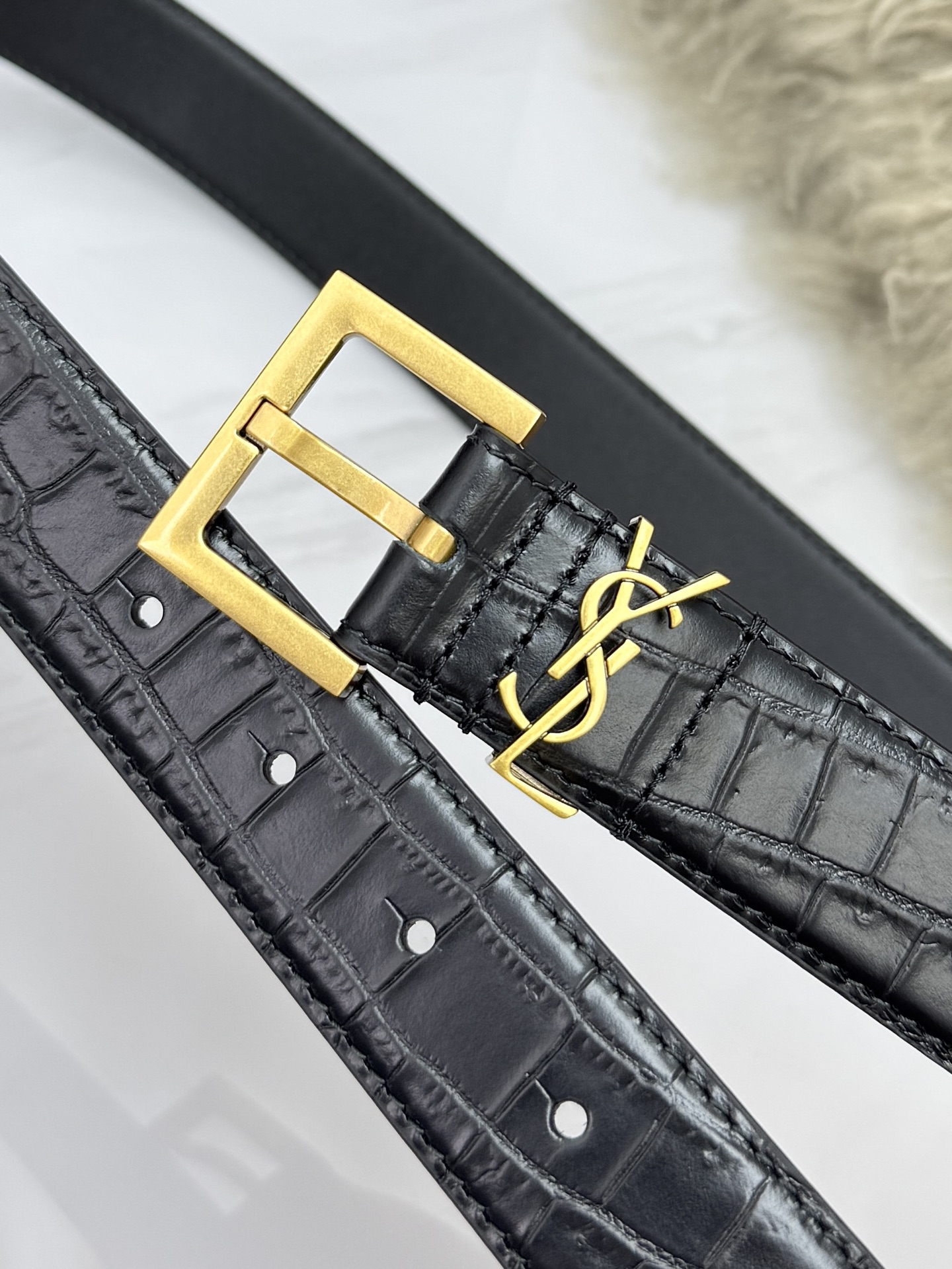 Saint Laurent 圣罗兰女士腰带皮带 原厂真金电渡扣头，意大利原厂皮，宽3.0cm，代购级。
