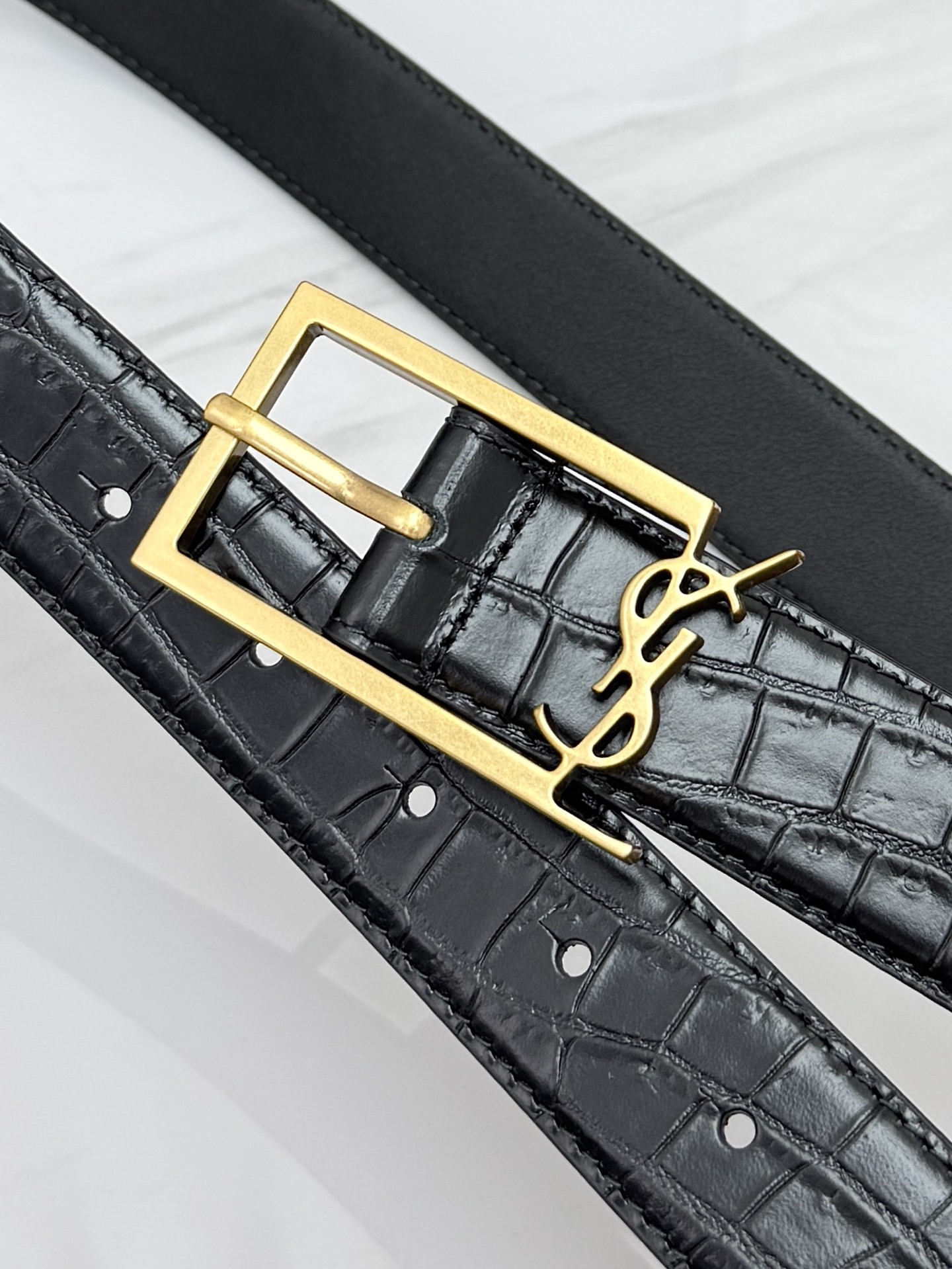 Saint Laurent 圣罗兰女士腰带皮带 原厂真金电渡扣头，意大利原厂皮，宽3.0cm，代购级。