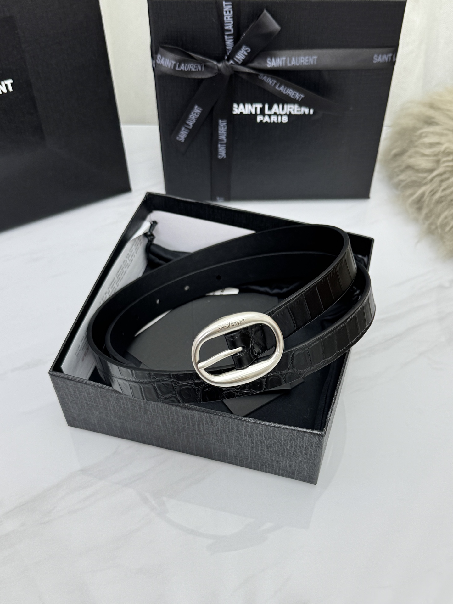 Saint Laurent 圣罗兰女士腰带皮带 原厂真金电渡扣头，意大利原厂皮，宽2.0cm，代购级。