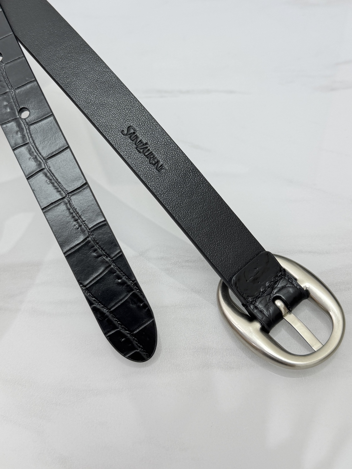 Saint Laurent 圣罗兰女士腰带皮带 原厂真金电渡扣头，意大利原厂皮，宽2.0cm，代购级。