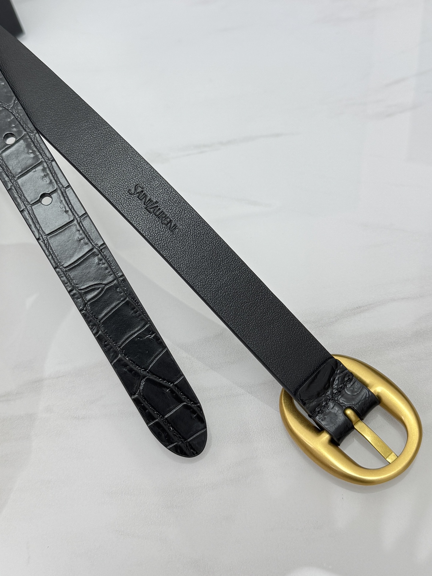 Saint Laurent 圣罗兰女士腰带皮带 原厂真金电渡扣头，意大利原厂皮，宽2.0cm，代购级。