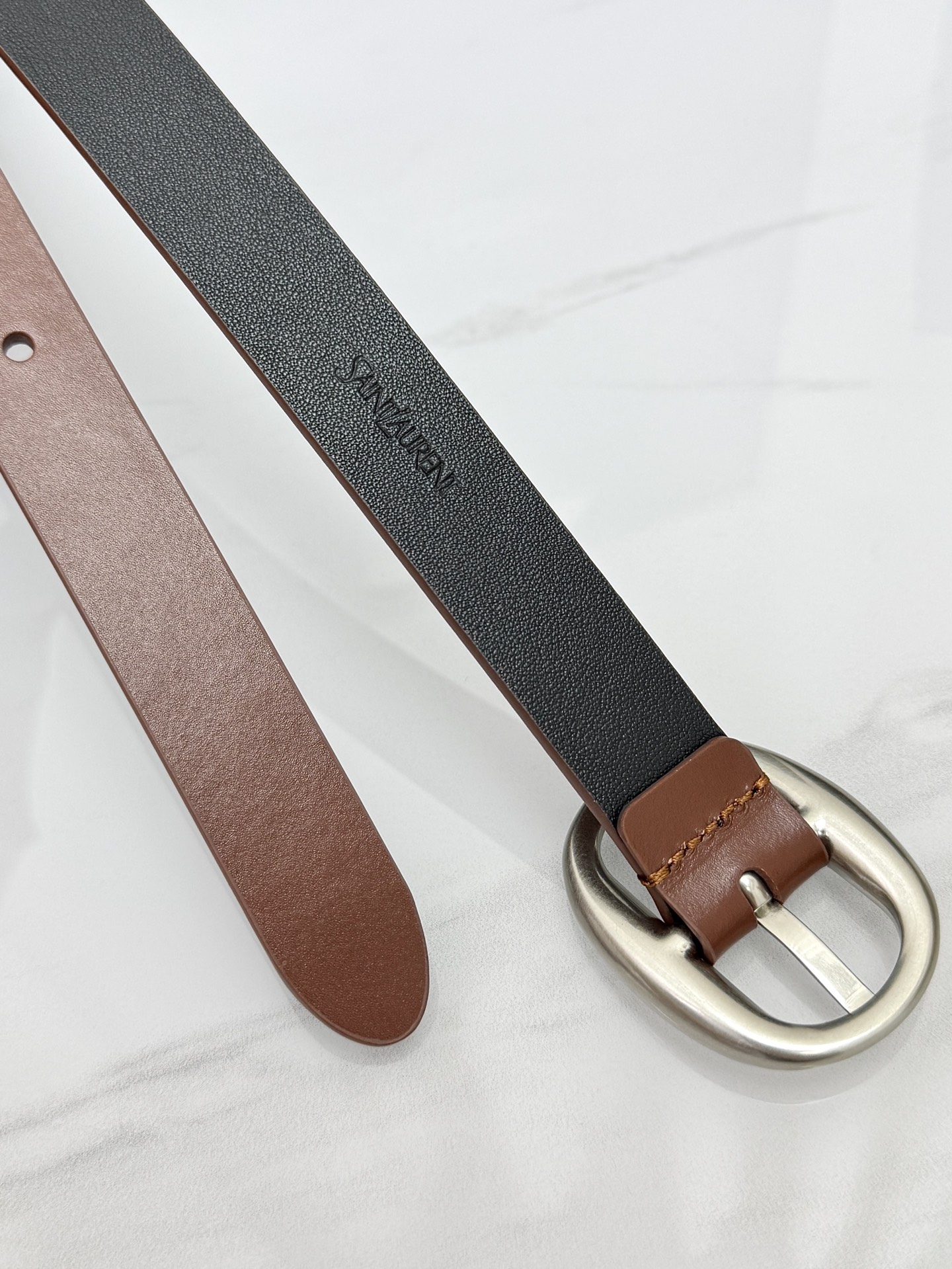 Saint Laurent 圣罗兰女士腰带皮带 原厂真金电渡扣头，意大利原厂皮，宽2.0cm，代购级。