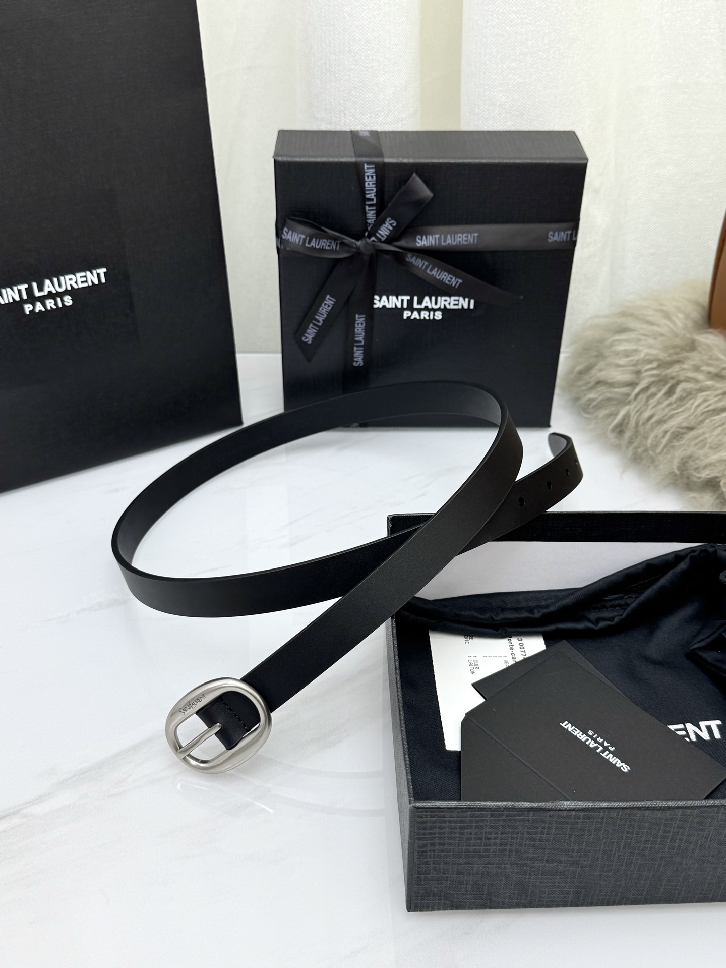 Saint Laurent 圣罗兰女士腰带皮带 原厂真金电渡扣头，意大利原厂皮，宽2.0cm，代购级。