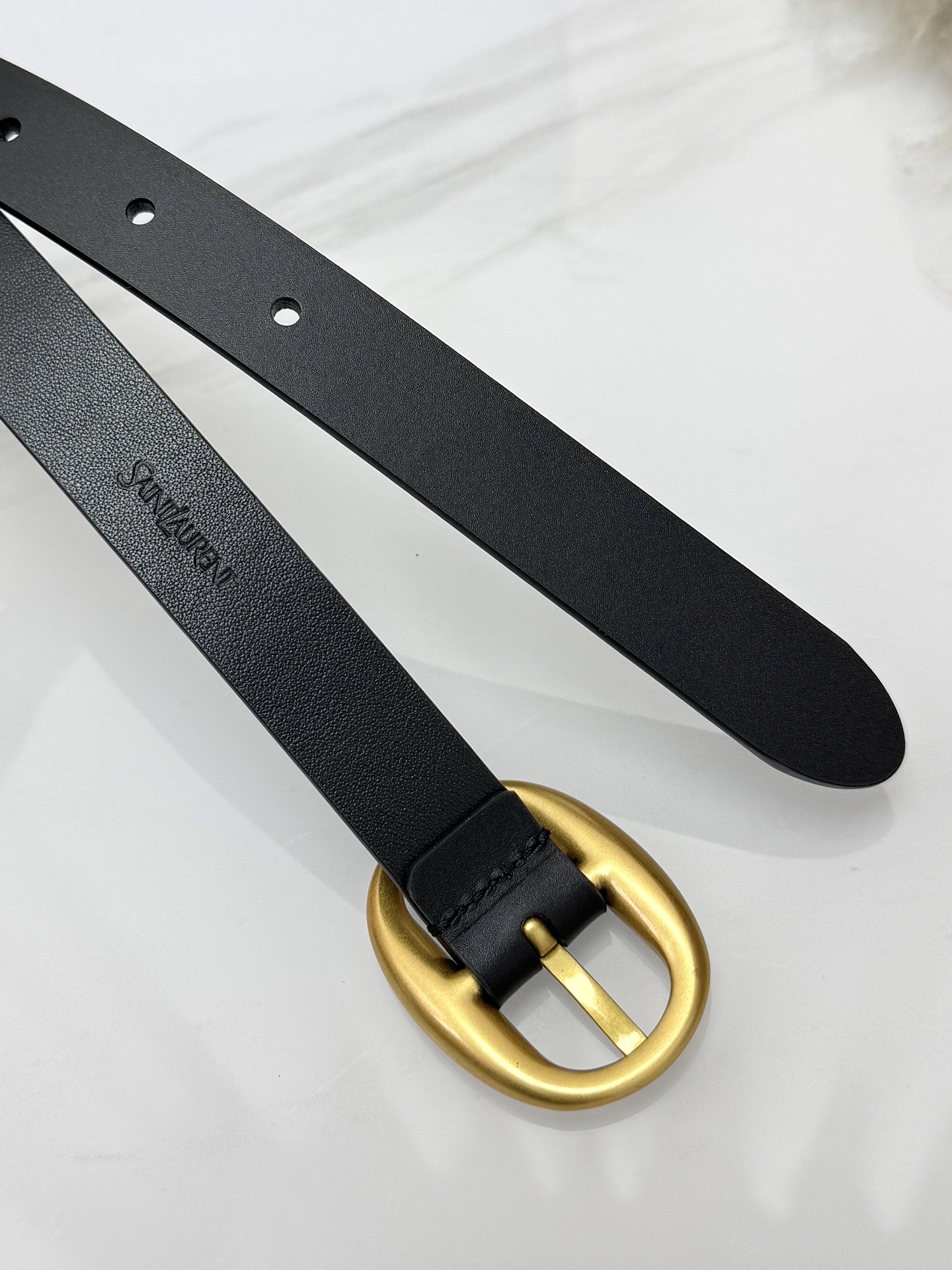 Saint Laurent 圣罗兰女士腰带皮带 原厂真金电渡扣头，意大利原厂皮，宽2.0cm，代购级。