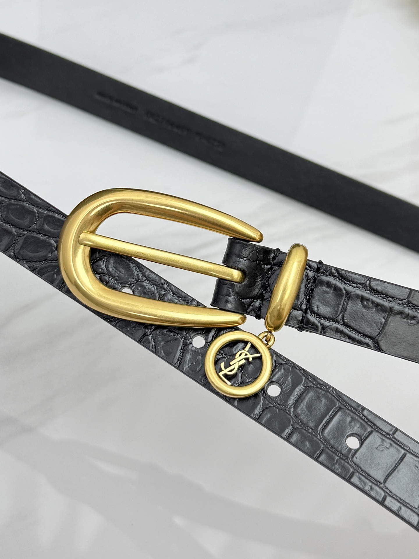 Saint Laurent 圣罗兰女士腰带皮带 原厂真金电渡扣头，意大利原厂皮，宽2.0cm，代购级。