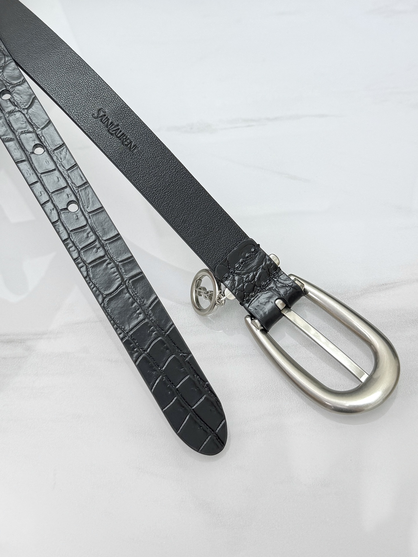 Saint Laurent 圣罗兰女士腰带皮带 原厂真金电渡扣头，意大利原厂皮，宽2.0cm，代购级。
