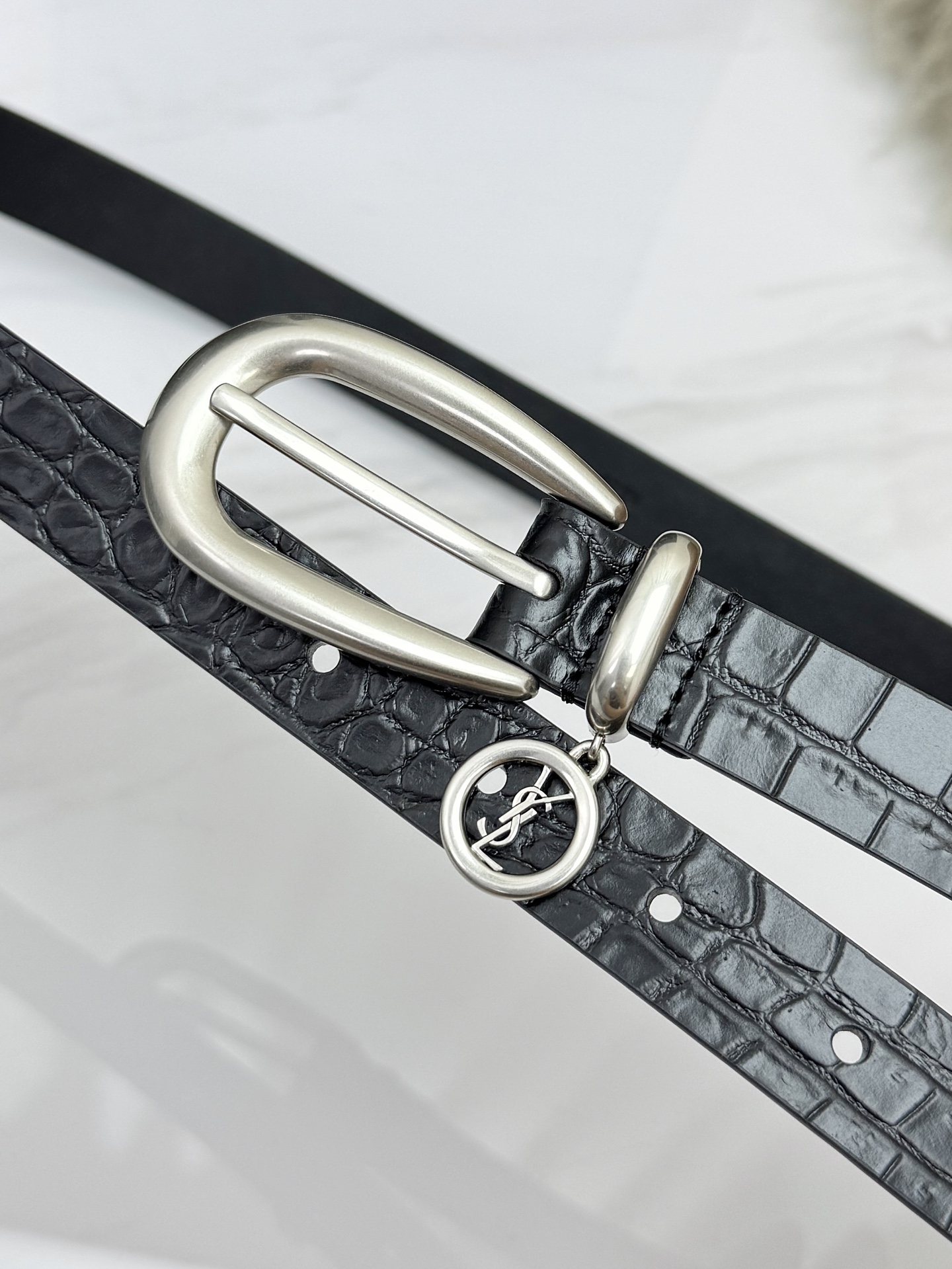 Saint Laurent 圣罗兰女士腰带皮带 原厂真金电渡扣头，意大利原厂皮，宽2.0cm，代购级。