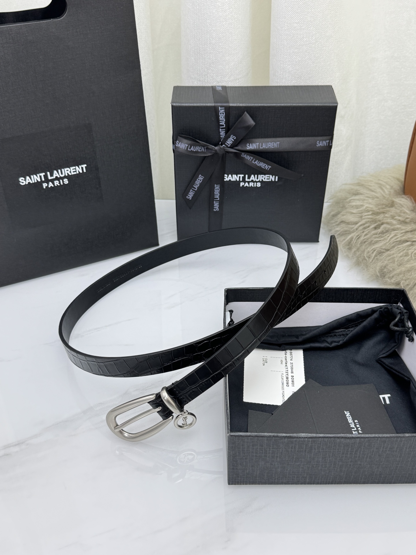 Saint Laurent 圣罗兰女士腰带皮带 原厂真金电渡扣头，意大利原厂皮，宽2.0cm，代购级。