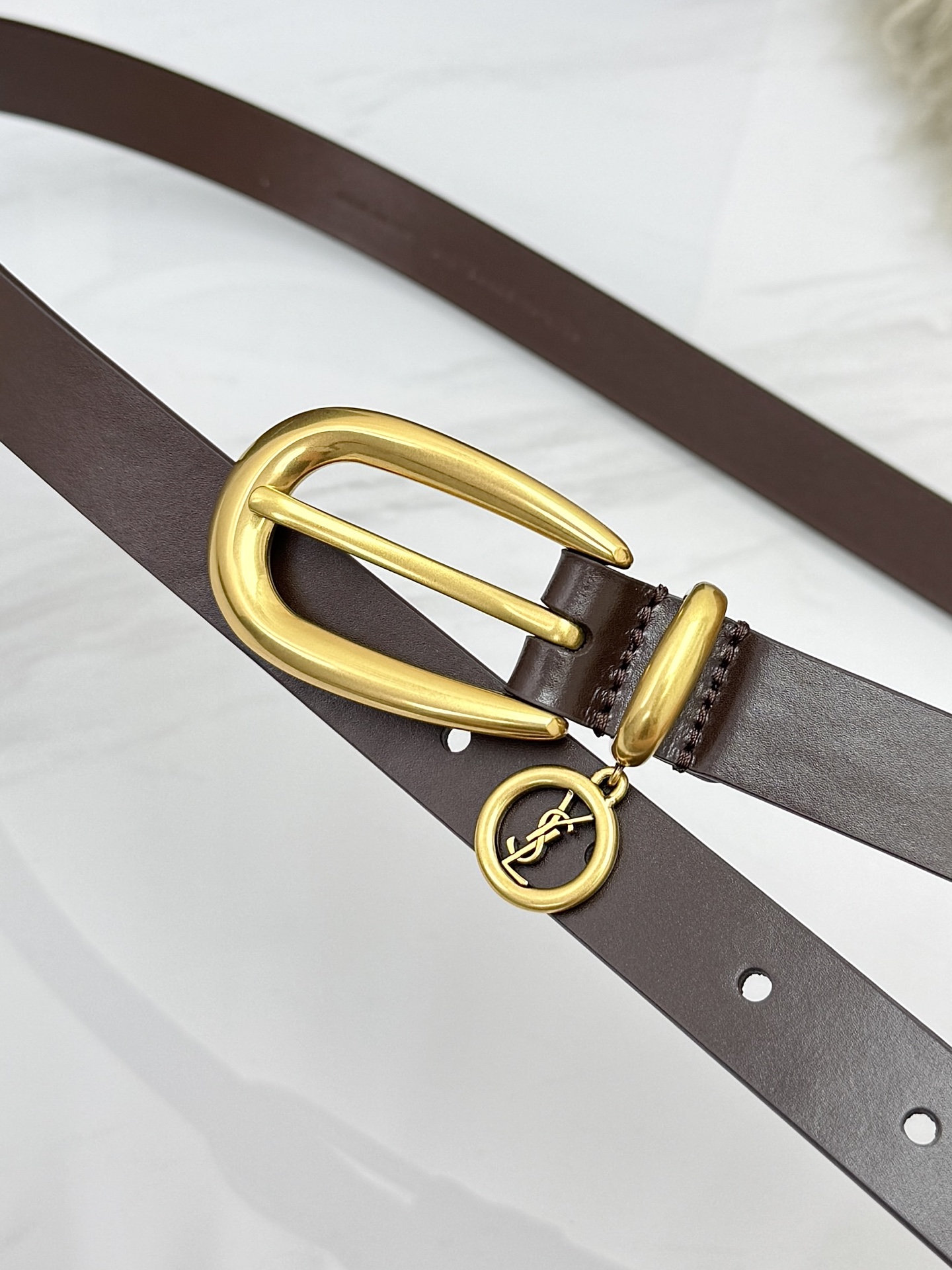 Saint Laurent 圣罗兰女士腰带皮带 原厂真金电渡扣头，意大利原厂皮，宽2.0cm，代购级。