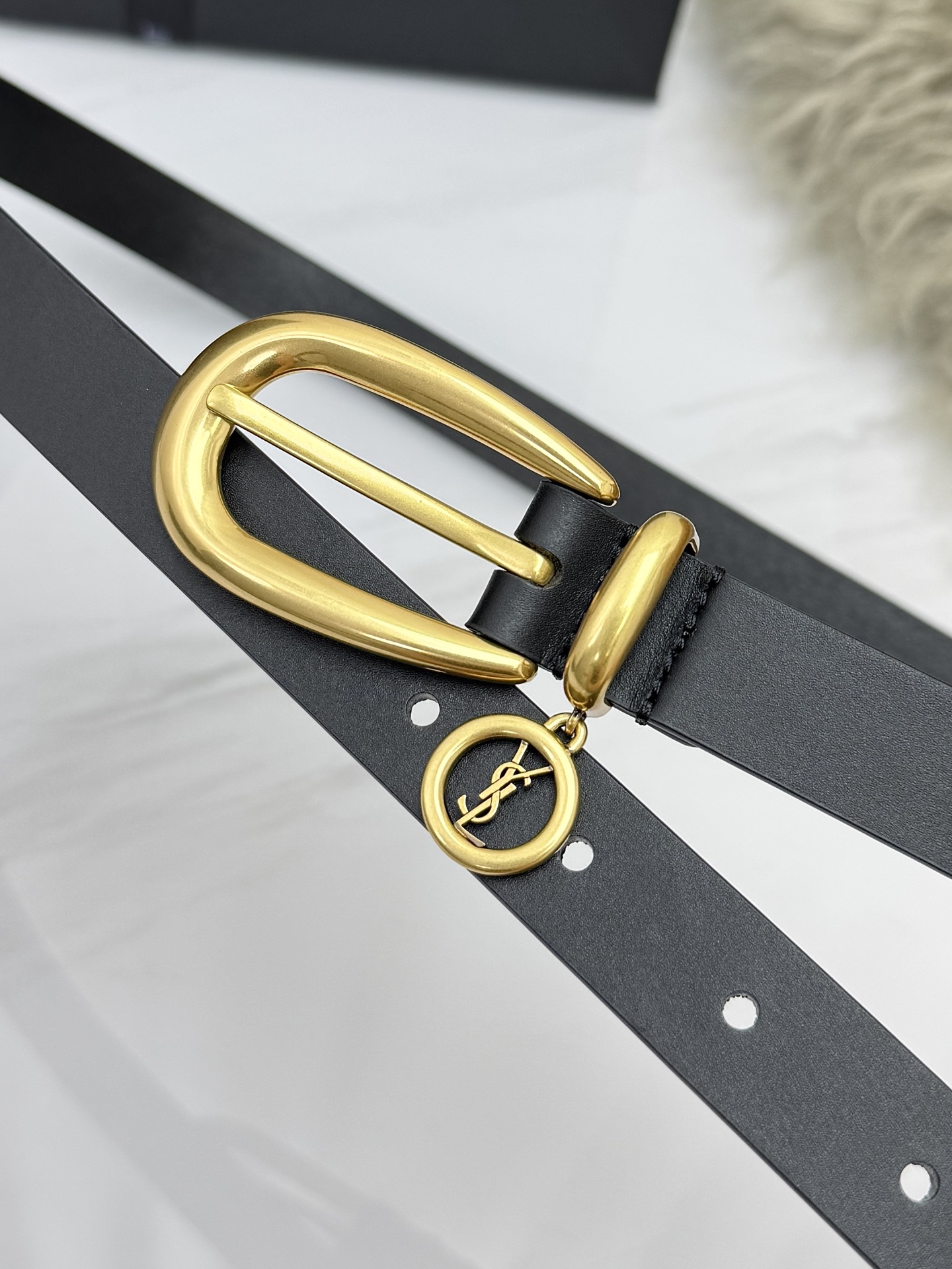Saint Laurent 圣罗兰女士腰带皮带 原厂真金电渡扣头，意大利原厂皮，宽2.0cm，代购级。
