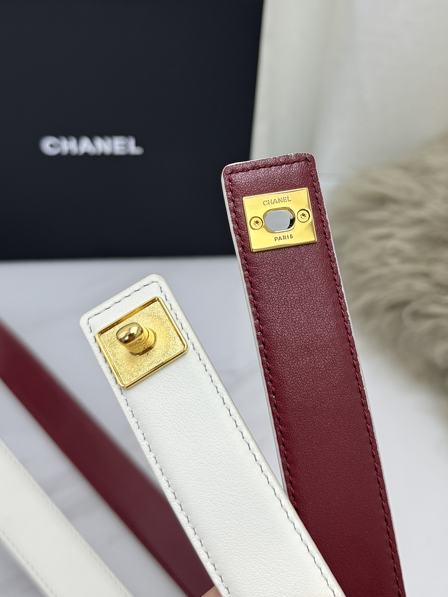 香奈儿，原厂精密电渡扣头，意大利原厂皮，宽2.5cm，代购级。