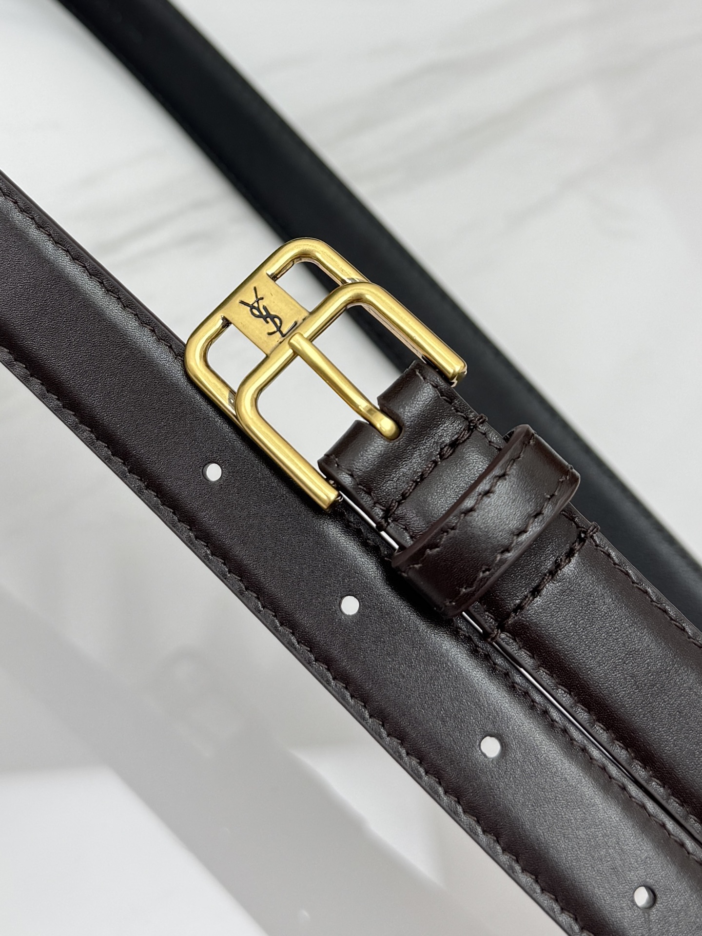 Saint Laurent 圣罗兰女士腰带皮带 原厂真金电渡扣头，意大利原厂皮，宽2.0cm，代购级。
