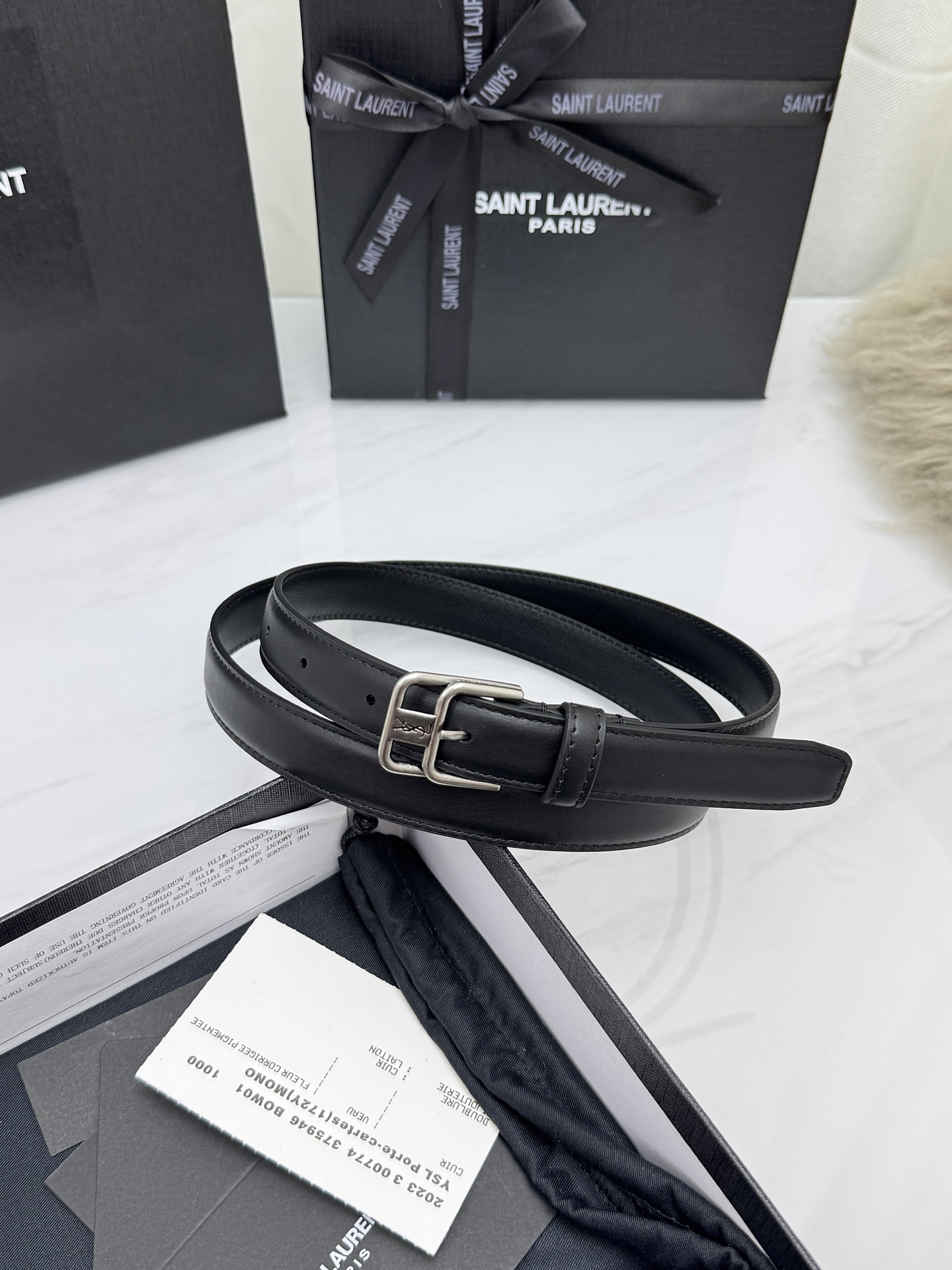 Saint Laurent 圣罗兰女士腰带皮带 原厂真金电渡扣头，意大利原厂皮，宽2.0cm，代购级。