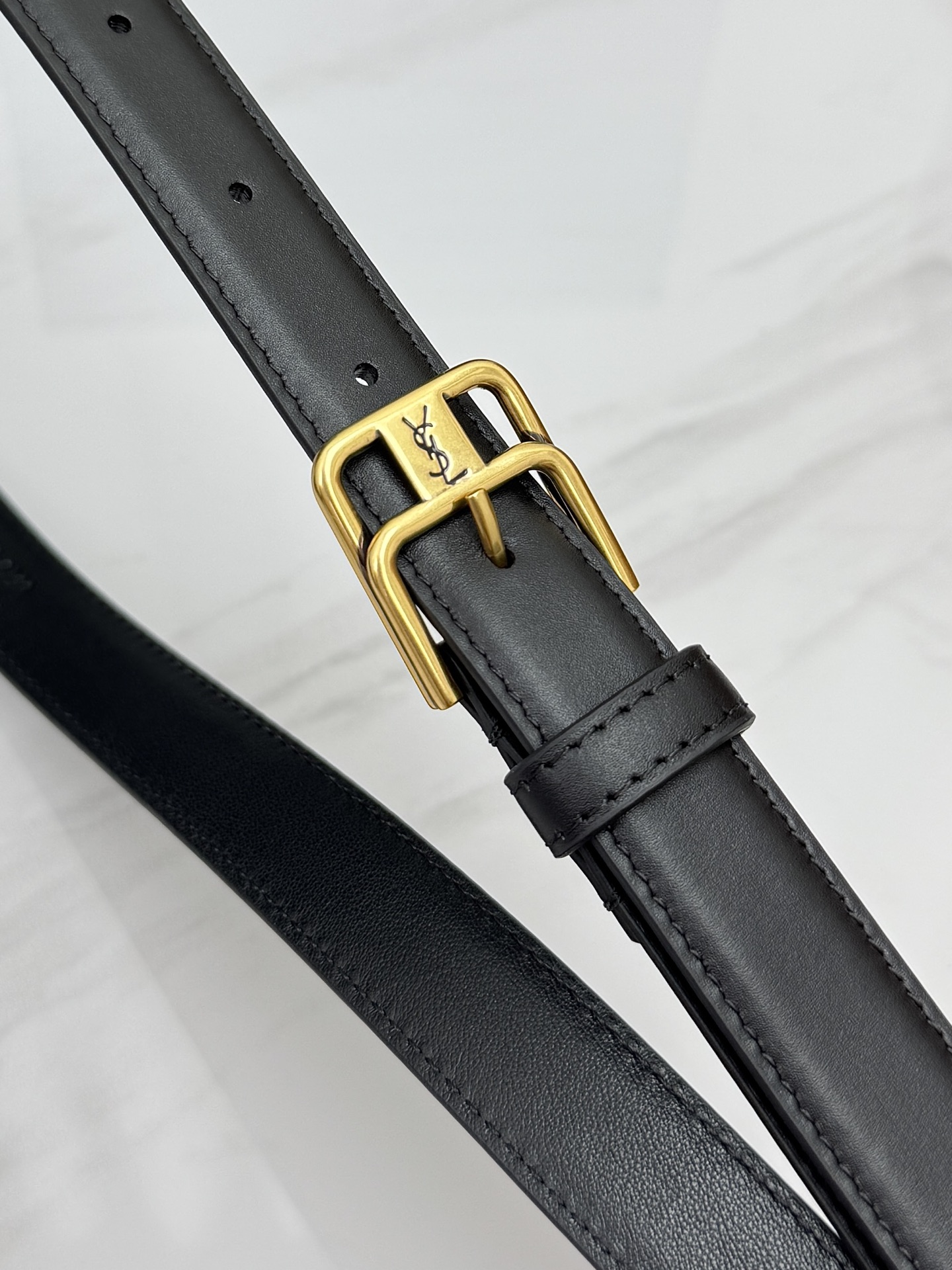 Saint Laurent 圣罗兰女士腰带皮带 原厂真金电渡扣头，意大利原厂皮，宽2.0cm，代购级。