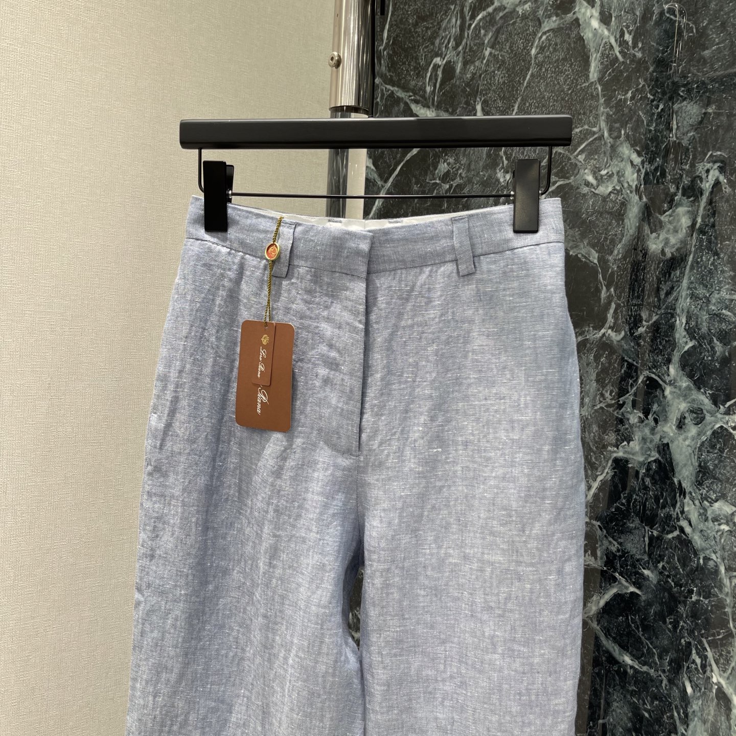 LP夏季新款 亚麻直筒休闲裤 高筒直筒设计 修饰腿型 显瘦又显高 浅蓝色百搭 通勤 休闲 度假都能轻松驾
