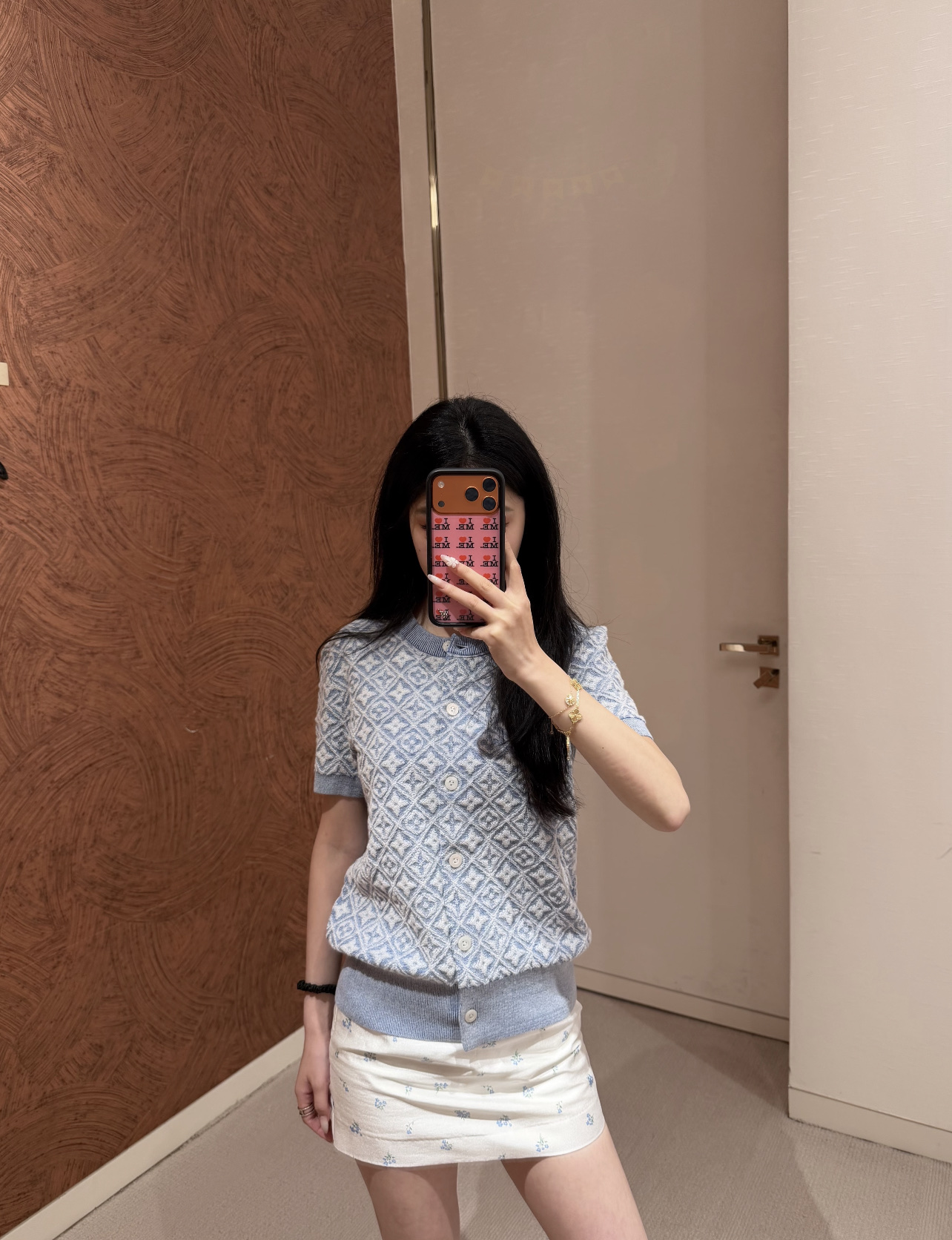 路易 26夏季新款 针织提花短袖开衫 经典老花图案蓝白配色清新优雅 柔软针织面料 春夏穿着超舒适 短袖+