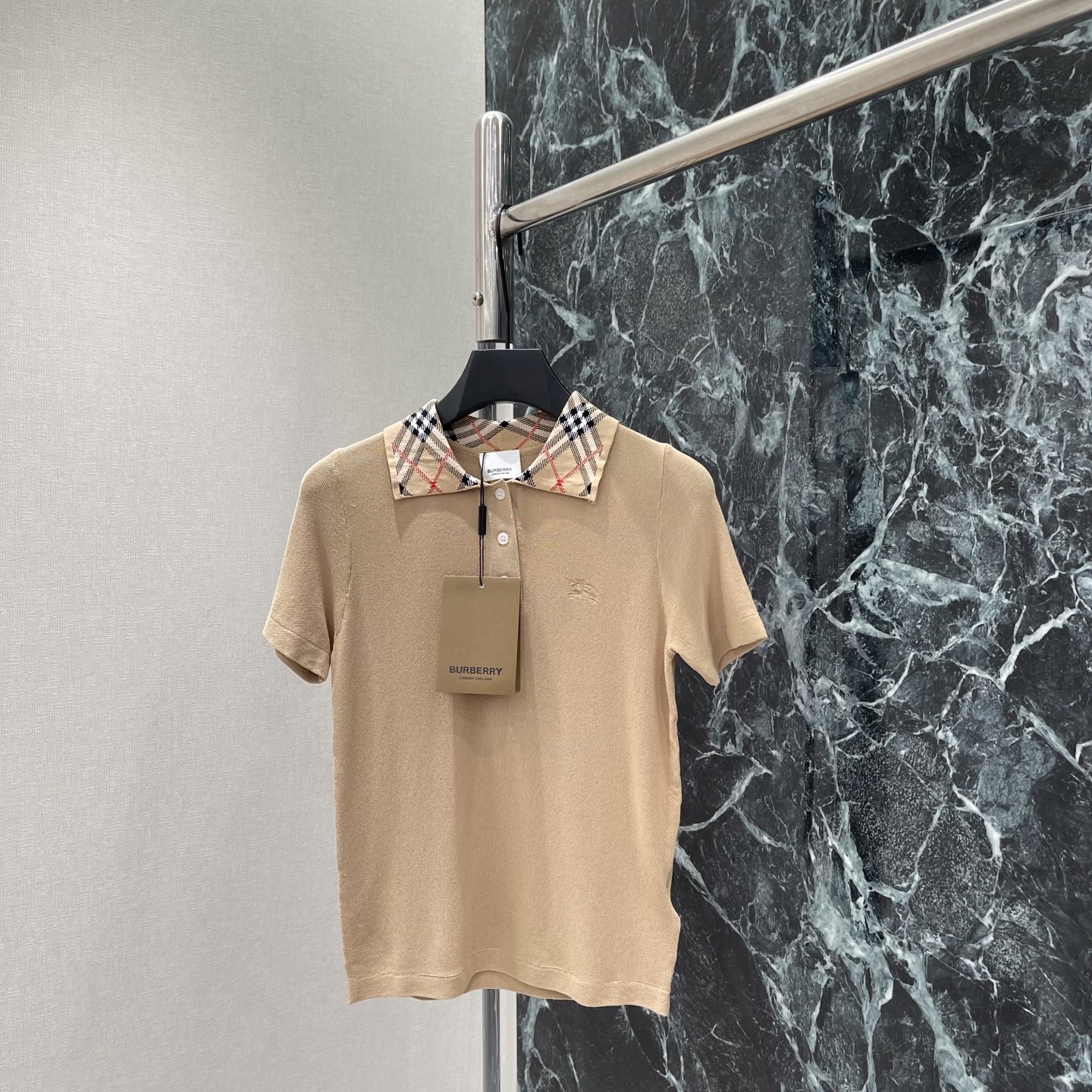 BBR 26早秋新款 格纹领Polo衫 经典格纹领设计 学院风满满!胸前刺绣Logo超有辨识度 浅粉色温