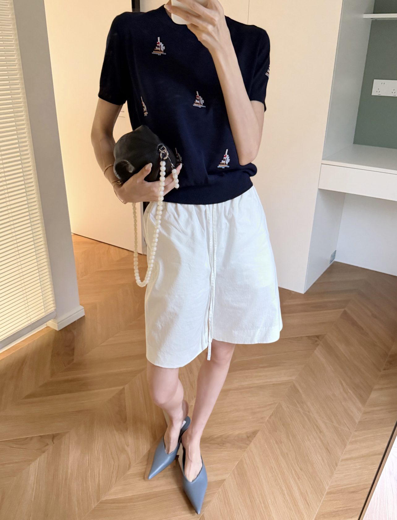 TB 36早秋新款 帆船刺绣针织短袖 圆领+螺纹收口设计 细节满分 辨识度高 衣身帆船刺绣超精致 满满海