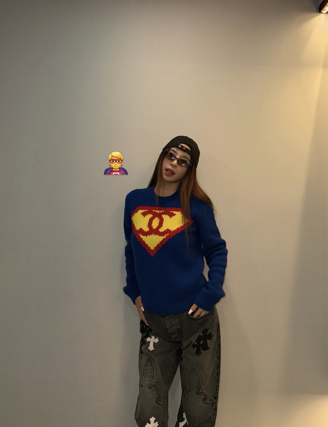 小香 26早秋新款 超人毛衣 98%羊绒，柔软又保暖 秋冬穿超舒服!克莱因蓝配色+超人盾牌双 C提花 俏