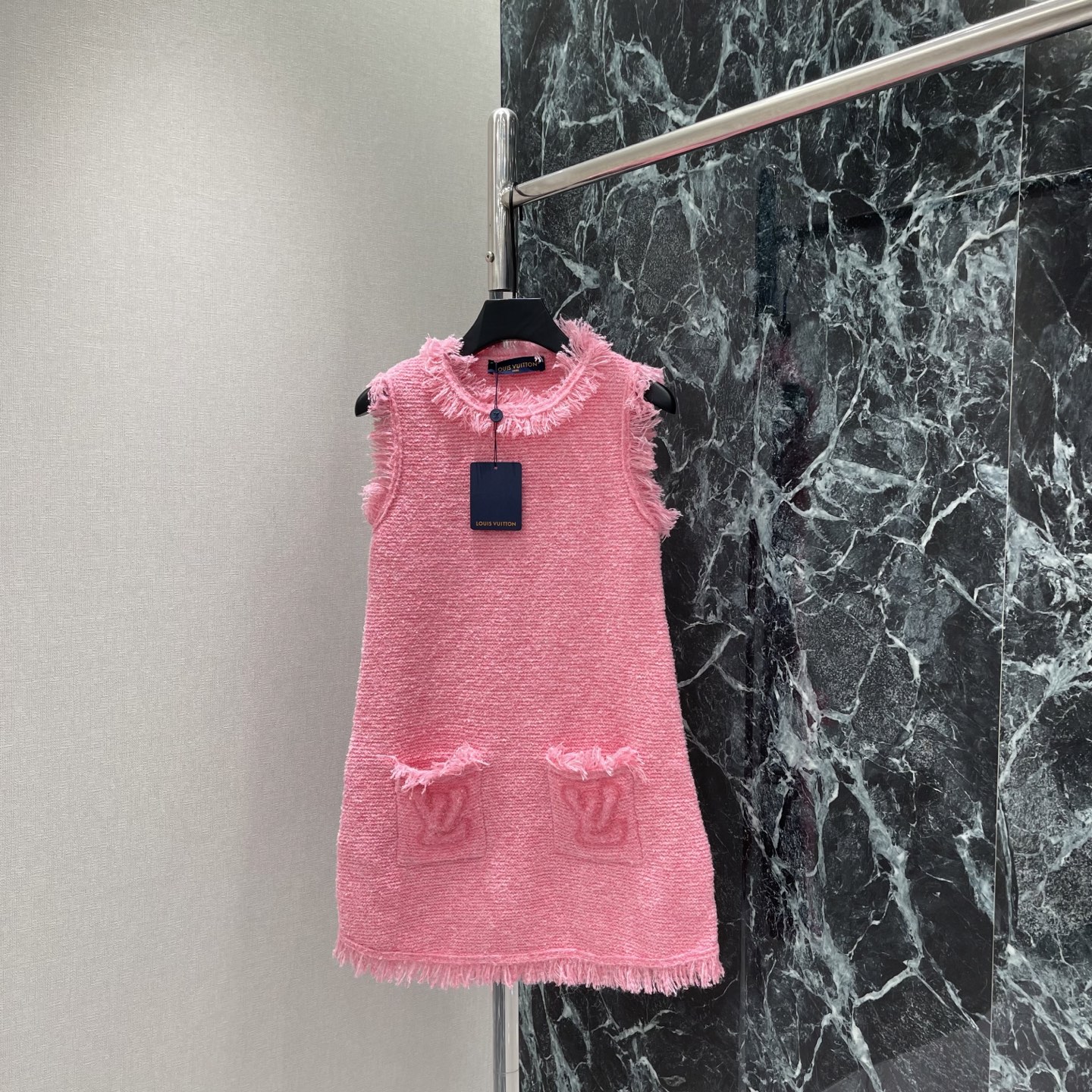 Louis Vuitton Pink Textured Sleeveless Dress