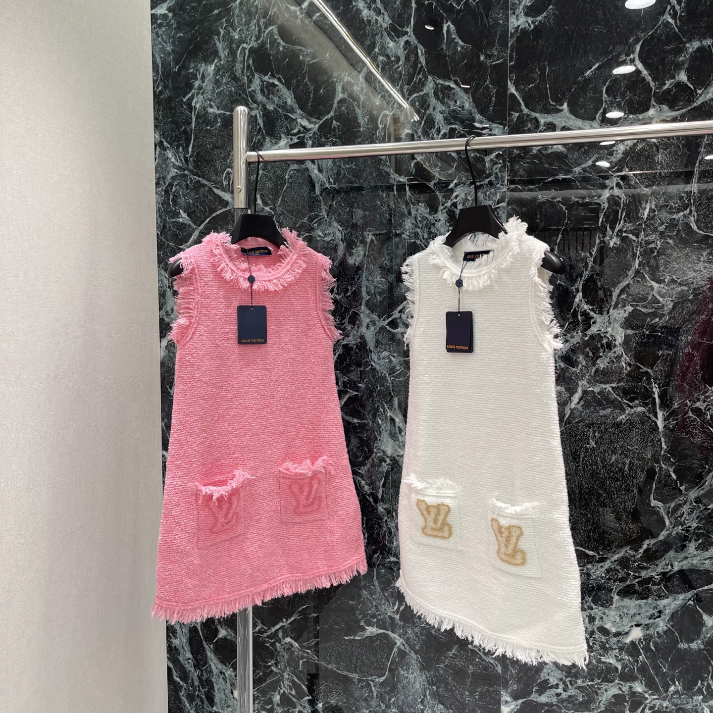 Louis Vuitton Pink Textured Sleeveless Dress